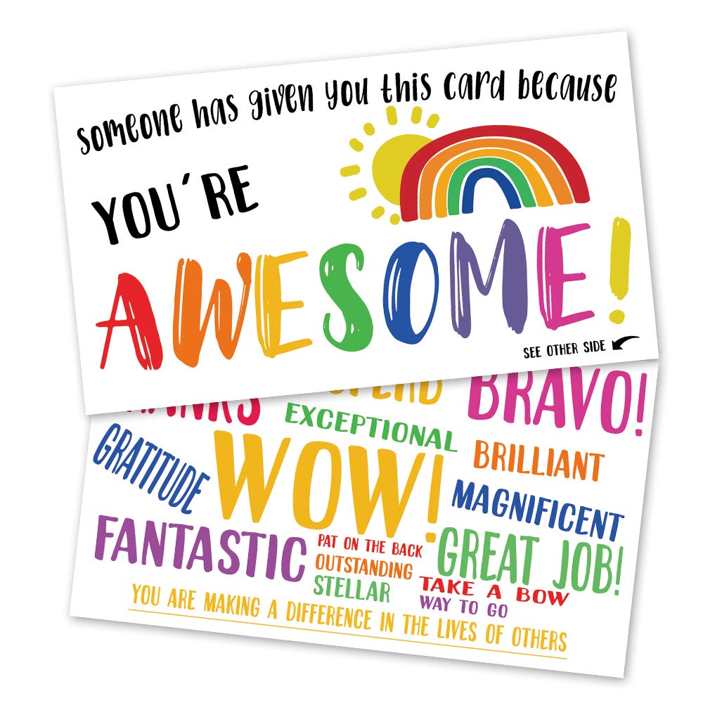 50 You Are Awesome Postcards (3.5" x 2"), Kudos Appreciation Mini Thank You Note Cards Medical Worker, Doctor, Nurse, Healthcare, Volunteer, Employee, Recognition and Thanks for Making a Difference