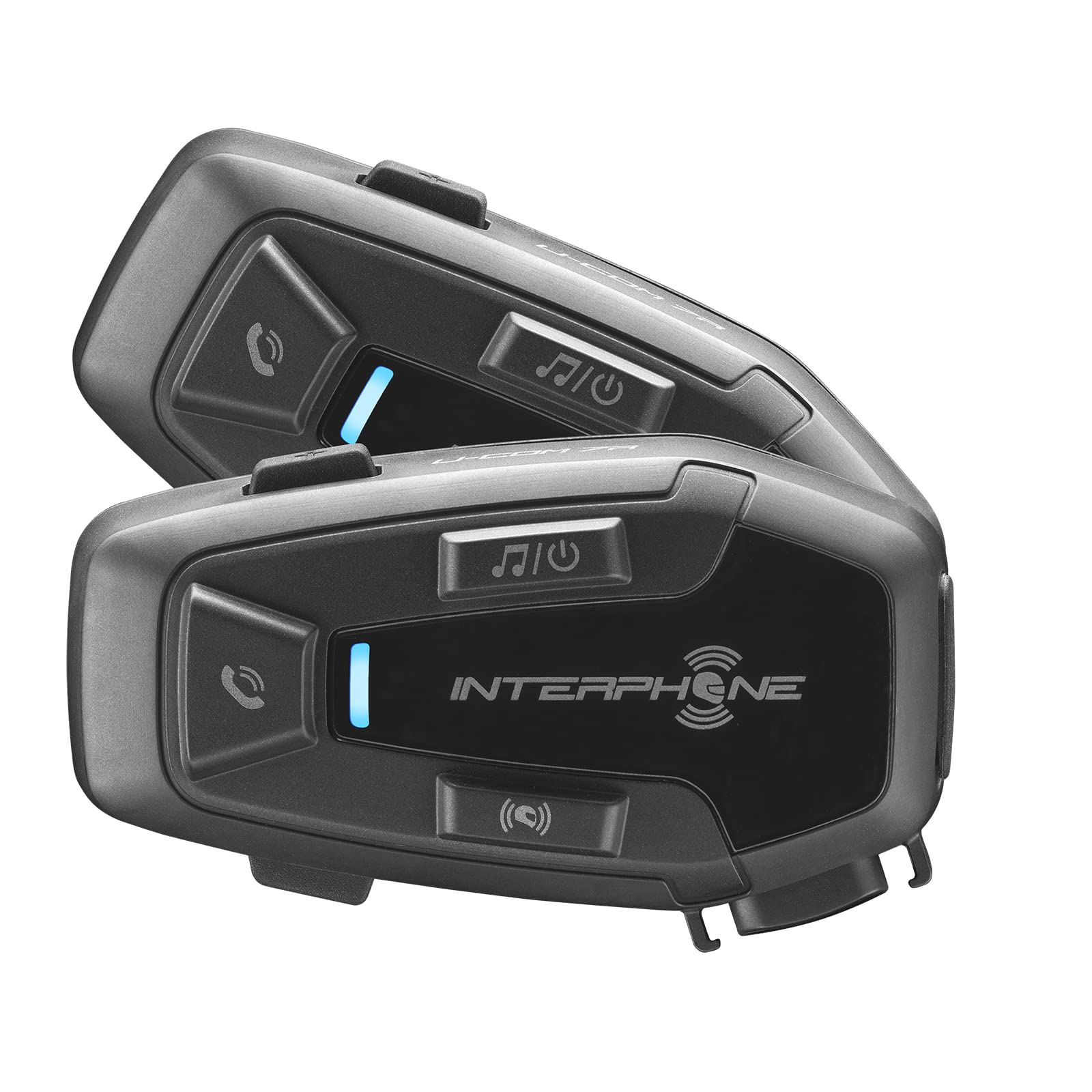 InterphoneUCOM7 - Motorcycle Bluetooth Communication - 4 Riders up to 1 Km Range - Battery 15Hr - Helmets Headset Compatible TFT and GPS - DSP and Noise Control - Waterproof IP67 - Twin Pack