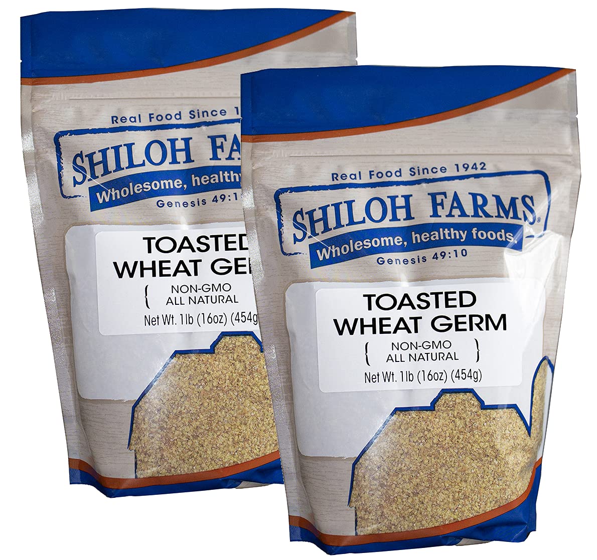 Shiloh Farms Toasted Flake Wheat Germ - An Easy and Convenient Way of Adding Nutrition to Any Diet - 16 Ounce Bag (Pack of 2)