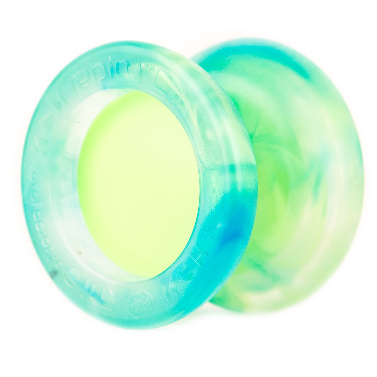 YoyoFactory Replay Pro Yo-Yo With Ball Bearing & String - Blue/Green (modern spinning yoyo, high speed steel ball-bearing, string and tips included) - World Champion Signature Model