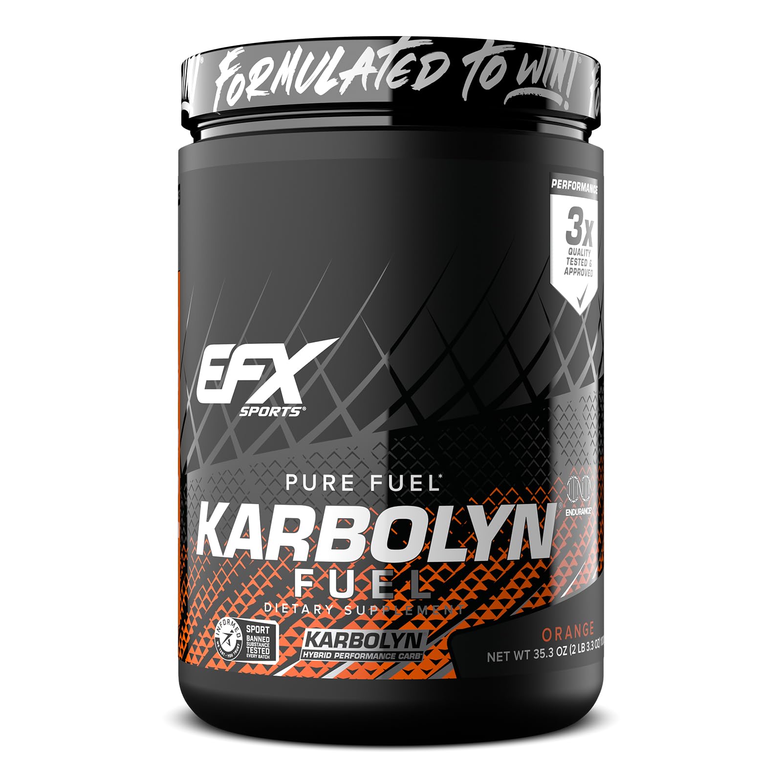 EFX Sports Karbolyn Fuel | Fast-Absorbing Carbohydrate Powder | Carb Load, Sustained Energy, Quick Recovery | Stimulant Free | 18 Servings (Orange)