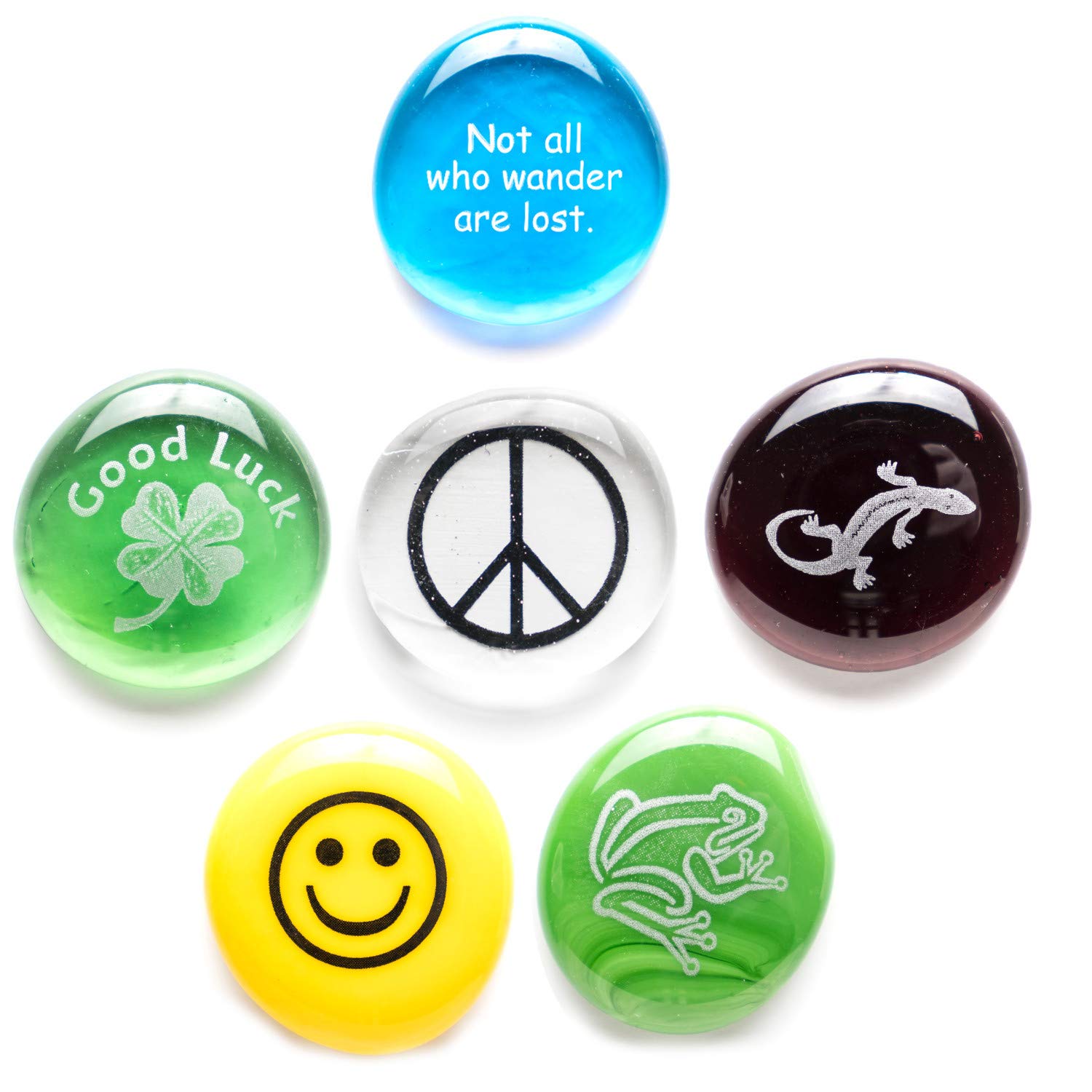 Lifeforce GlassGeocache Swag, Glass Stones with Fun Images to Leave in The Cache. Packaged in Deluxe Box Perfect for Gifting.Set of Six