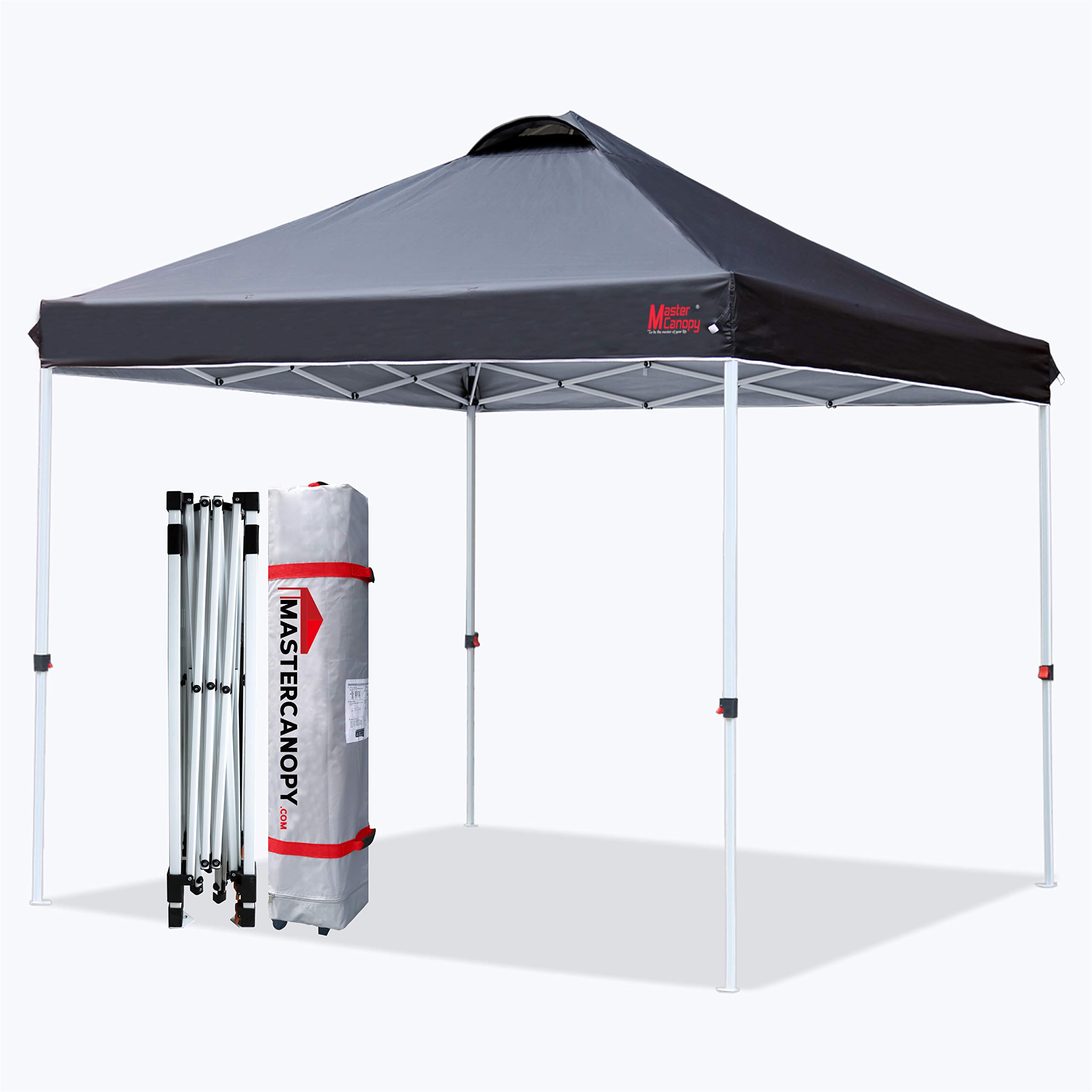 MASTERCANOPY Pop-up Canopy Tent Commercial Instant Canopy with Wheeled Bag,Canopy Sandbags x4,Tent Stakesx4(Black)