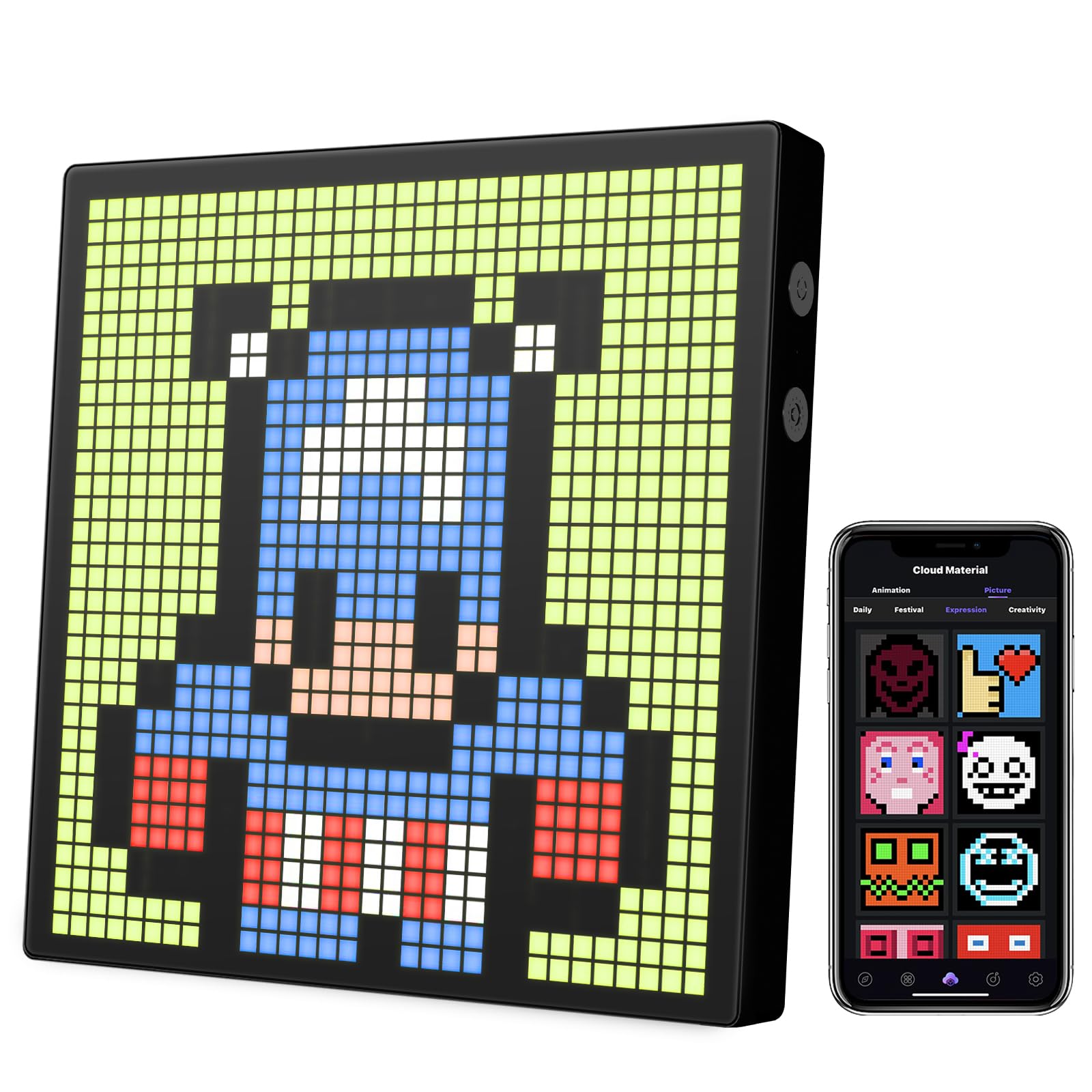 LED Pixel Display, 32x32 Programmable Pixel Art Display with APP Control for Kids Boys Girls, Creative Animations,Fun Text and Digital Clock, Gaming Accessories for Desk/Wall Room Decor