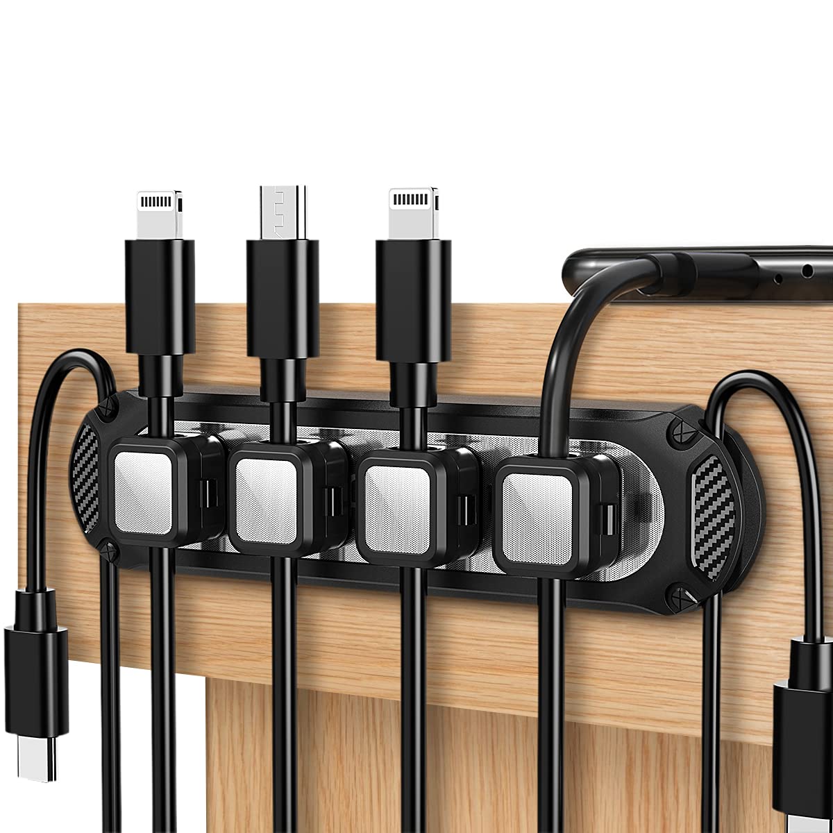 Dracool Magnetic Cable Management 6 Slots Cable Holder Cable Clips Self Adhesive Cable Tidy Wire Holder Organiser for Desktop Office Home USB Charging Power Cord Mouse Cable - Black