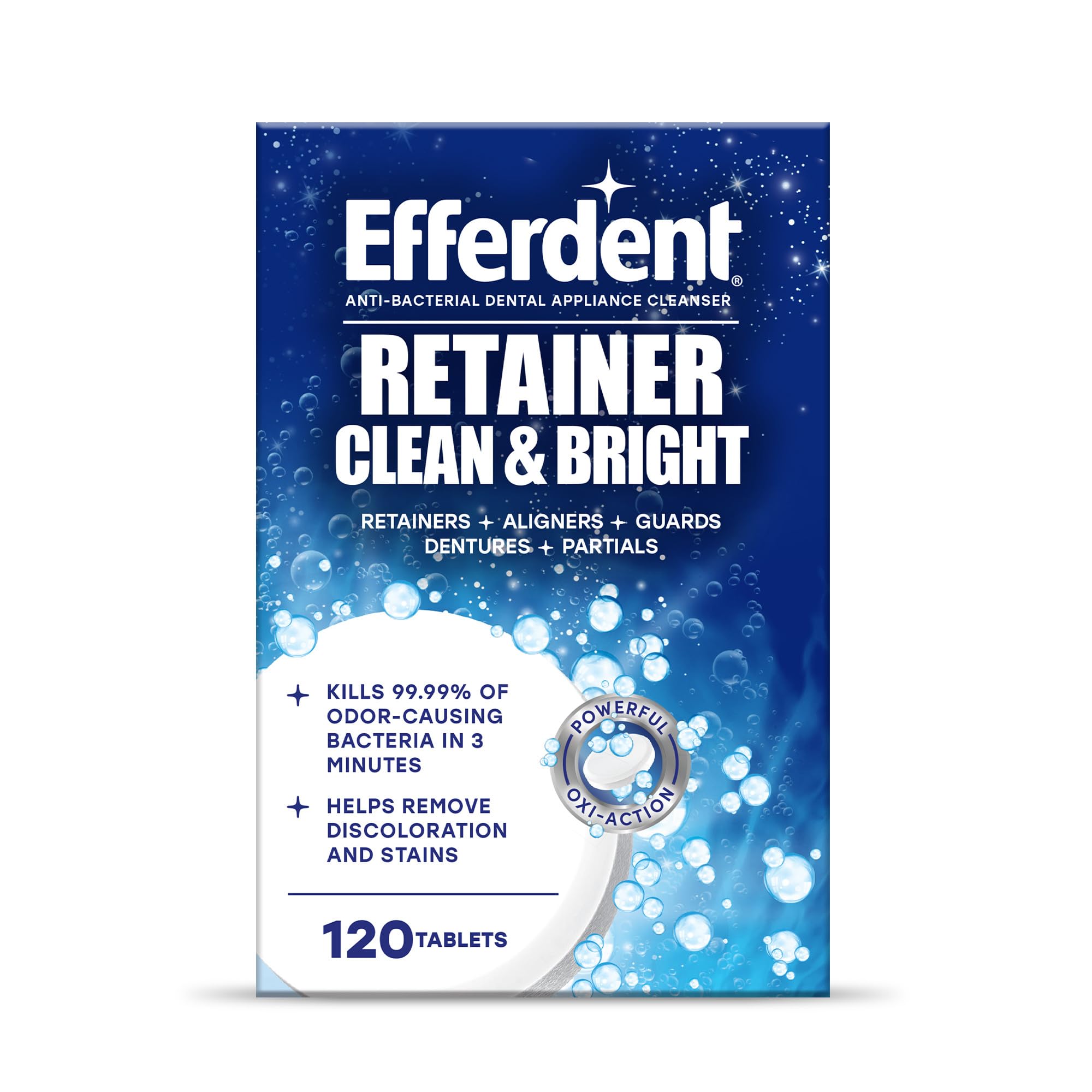 Efferdent Retainer Clean & Bright, Retainer Cleaner Tablets, 120 Count