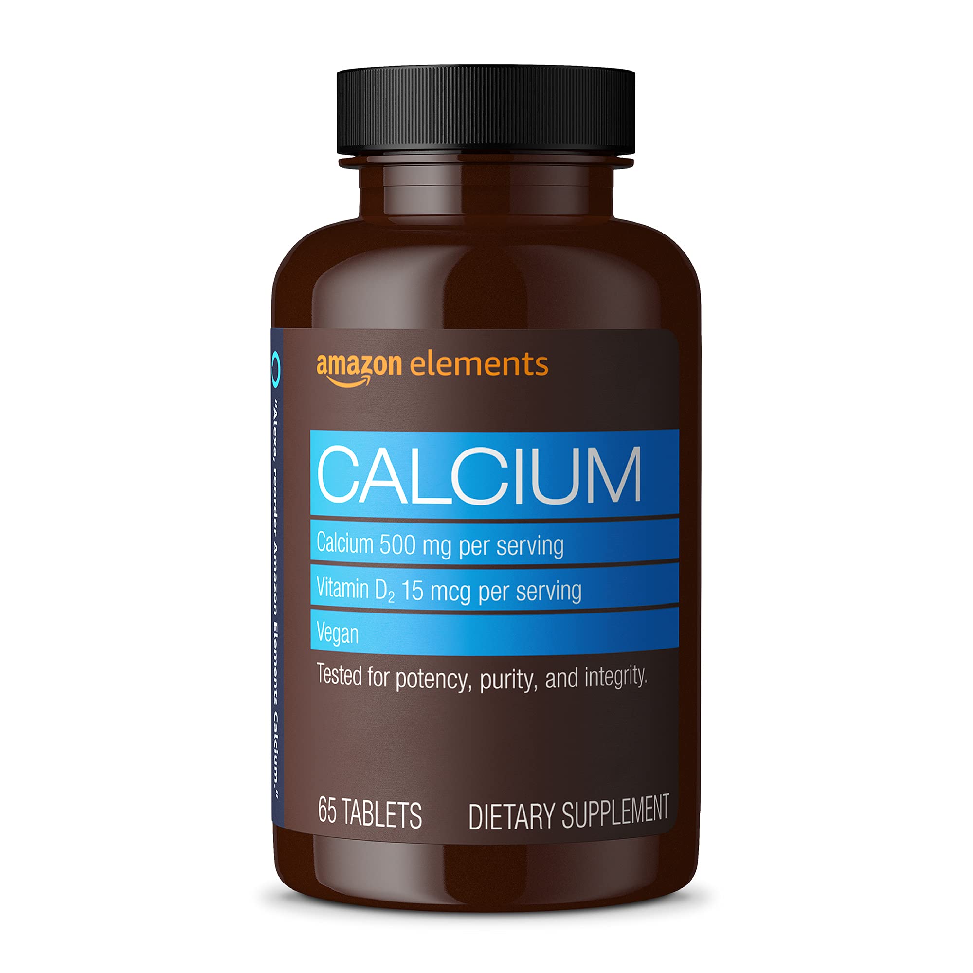 Amazon Elements Calcium plus Vitamin D2, 65 Tablets (2 month supply) (Packaging may vary)