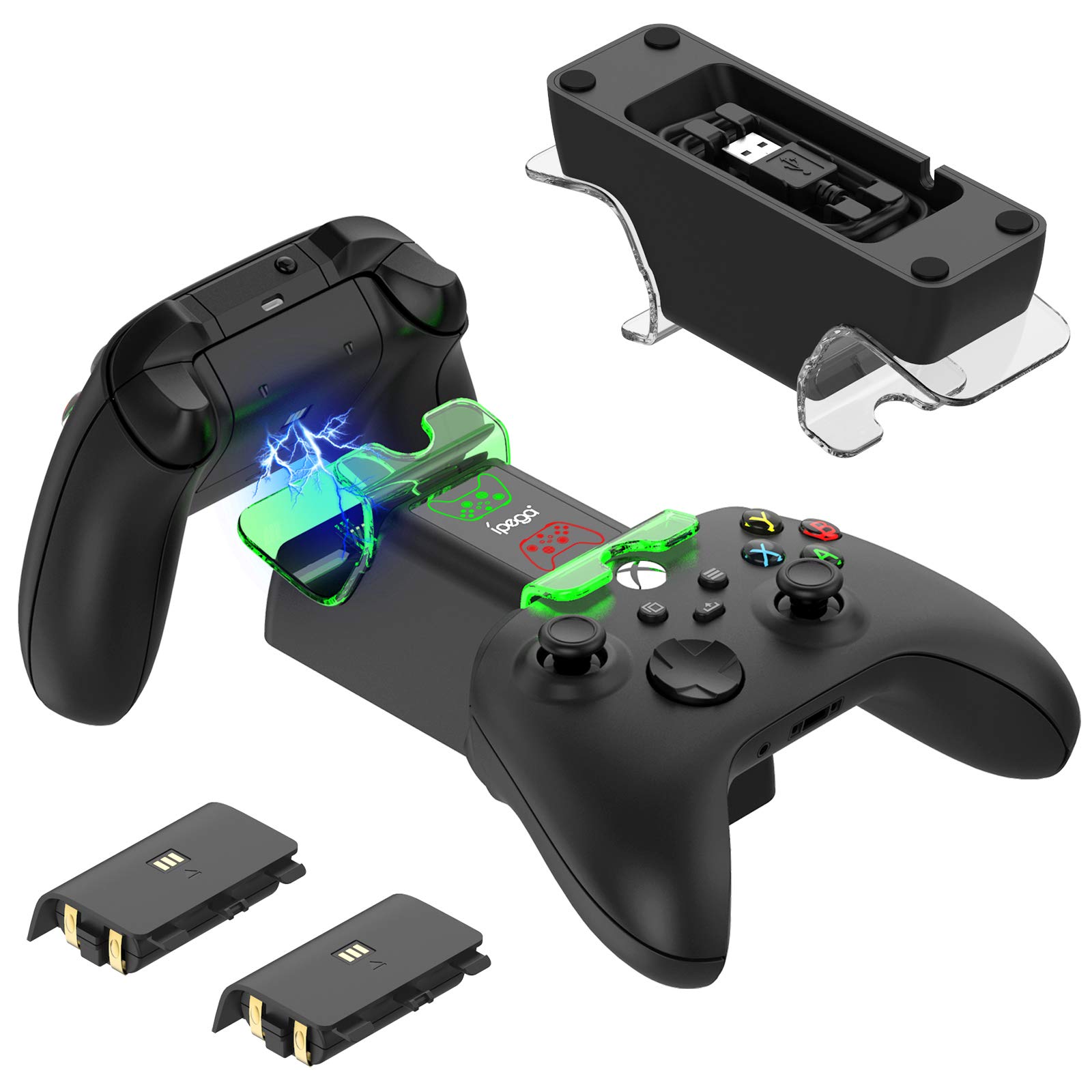 Controller Charger for Xbox Series X/S - Dual Controller Charging Station Stand with 2 x 1400mAh Rechargeable Battery Packs & LED Indicator for Xbox Series X S Controllers