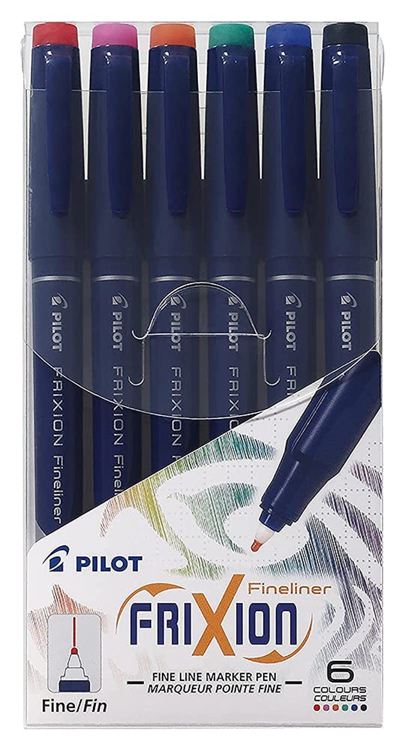 PilotFrixion Fineliner 6-Pieces, Assorted