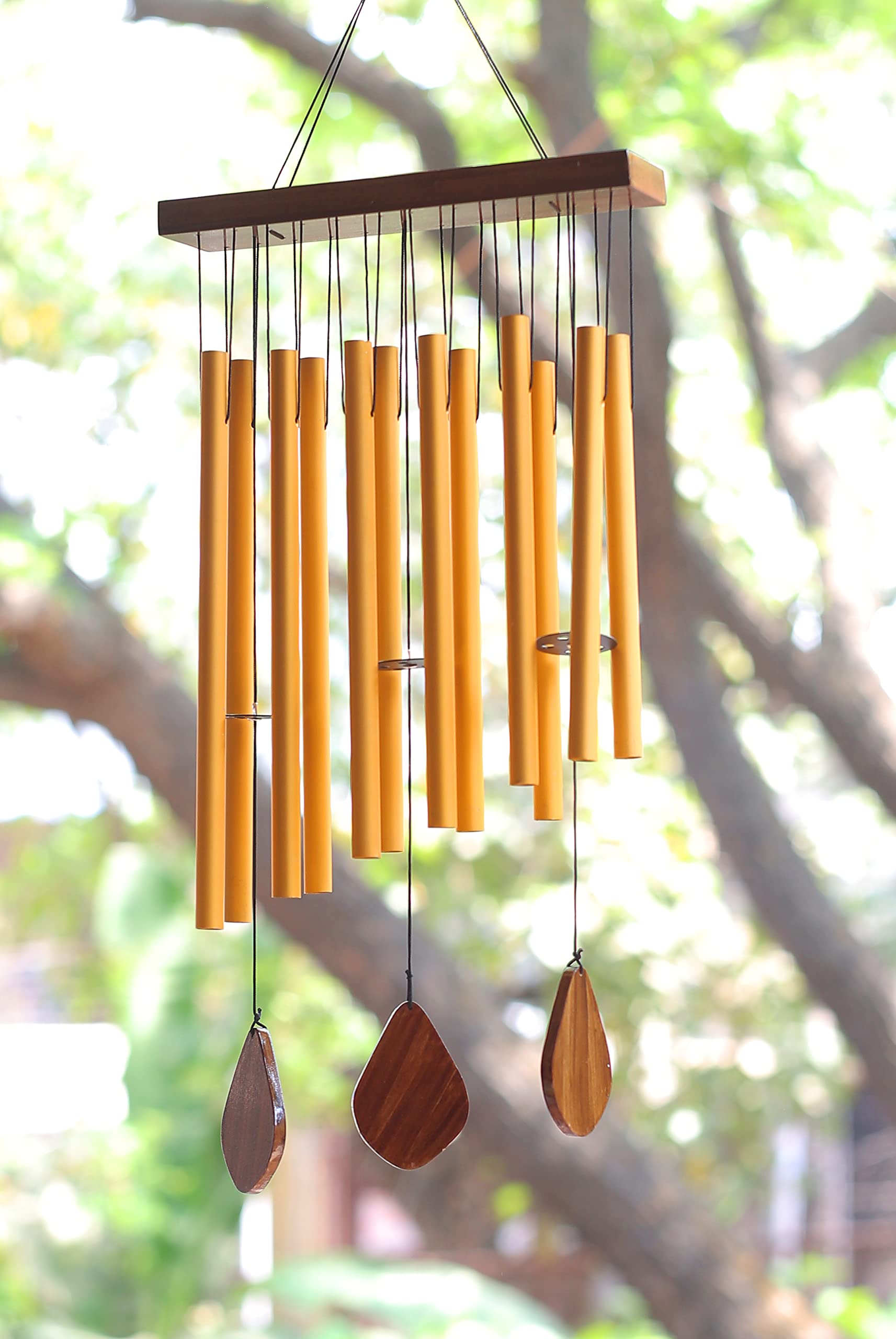 Paradigm Pictures Big Wind Chimes for Home - Home Decor Items (Gold 12 Pipe, Wind Chime)