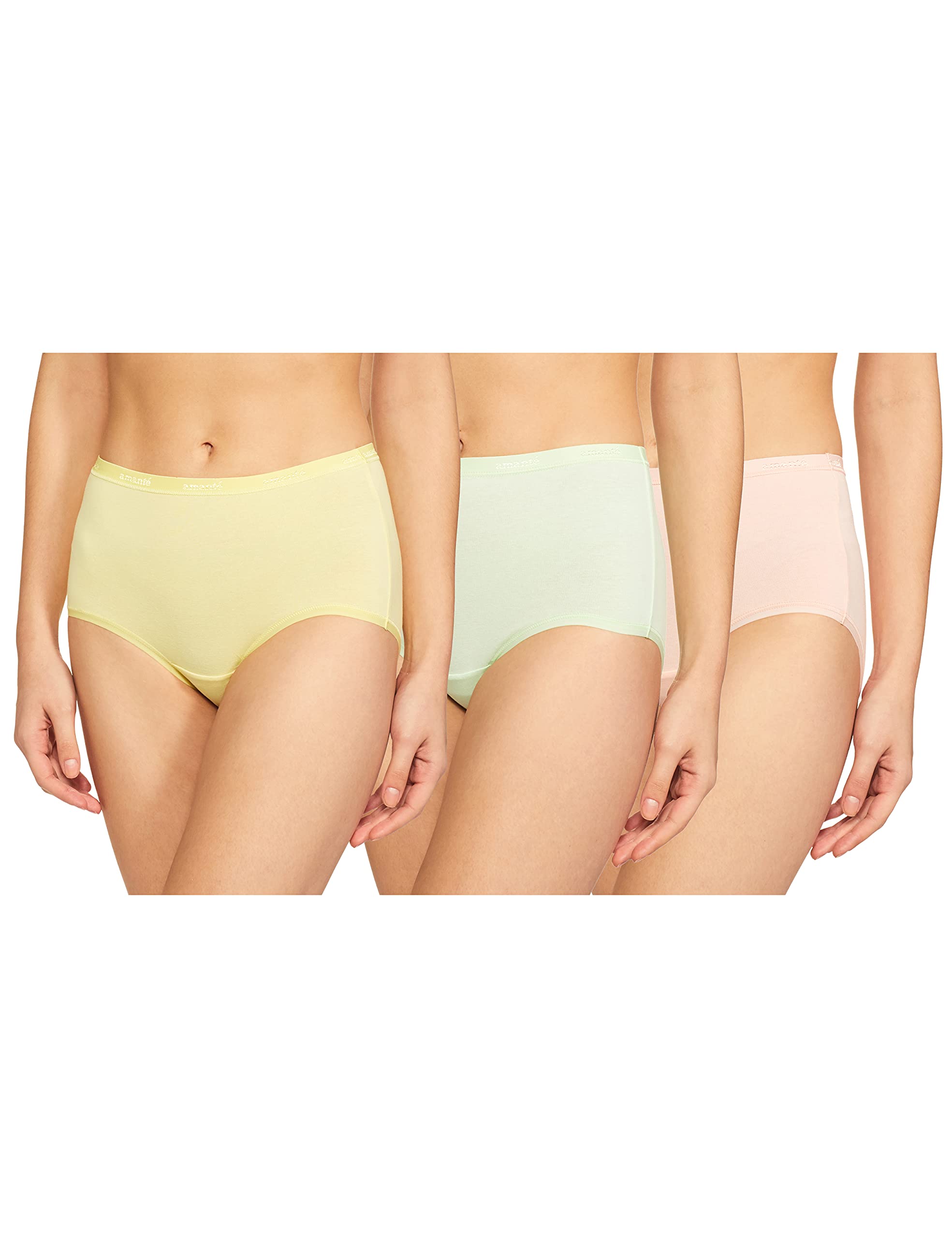 AmanteSolid Full Coverage Cotton Full Brief Panty Pack (Pack of 3)