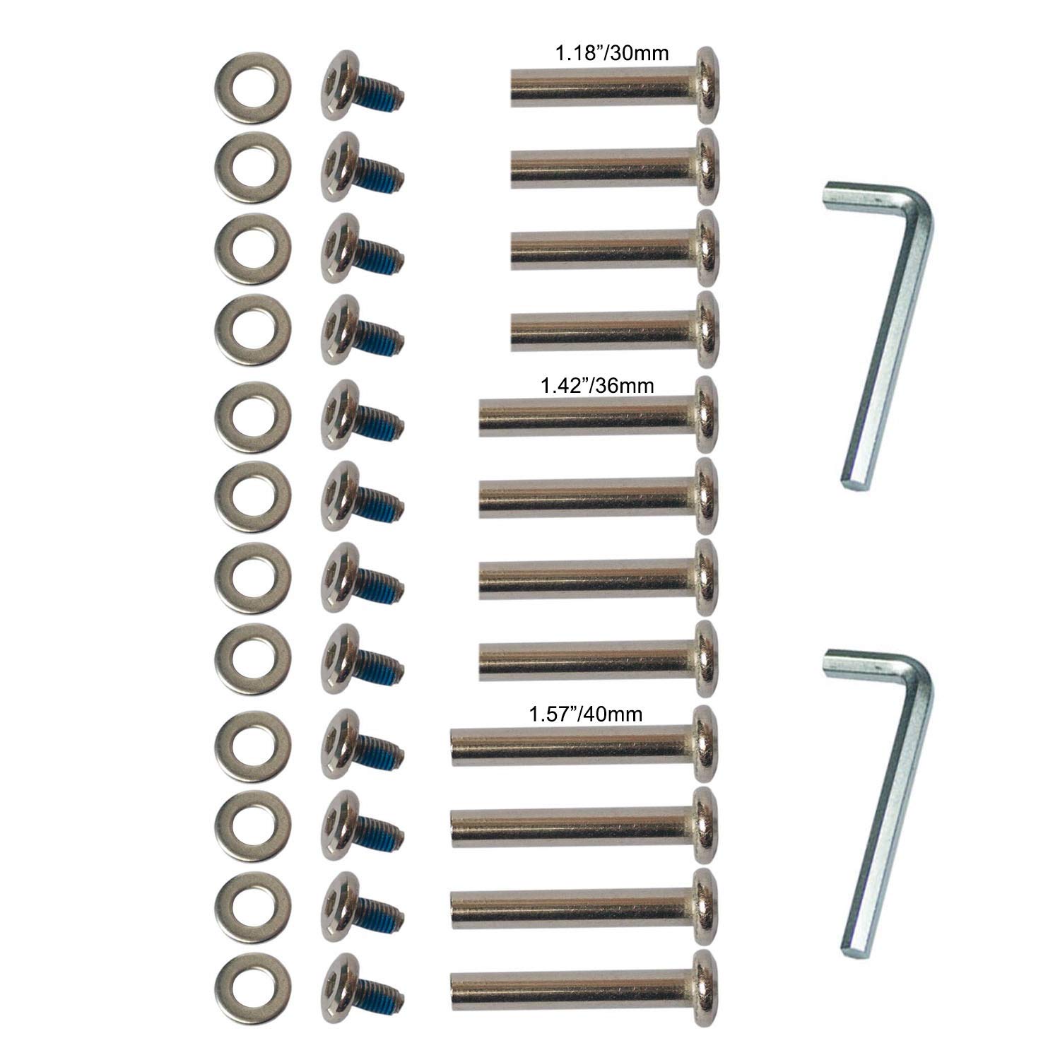 OD 15/64" (6mm) Shaft Hex Socket Screw Inline Skate Wheel Roller Blades Replacement Skate Wheel Axles Repair kit (30/36/40mm)