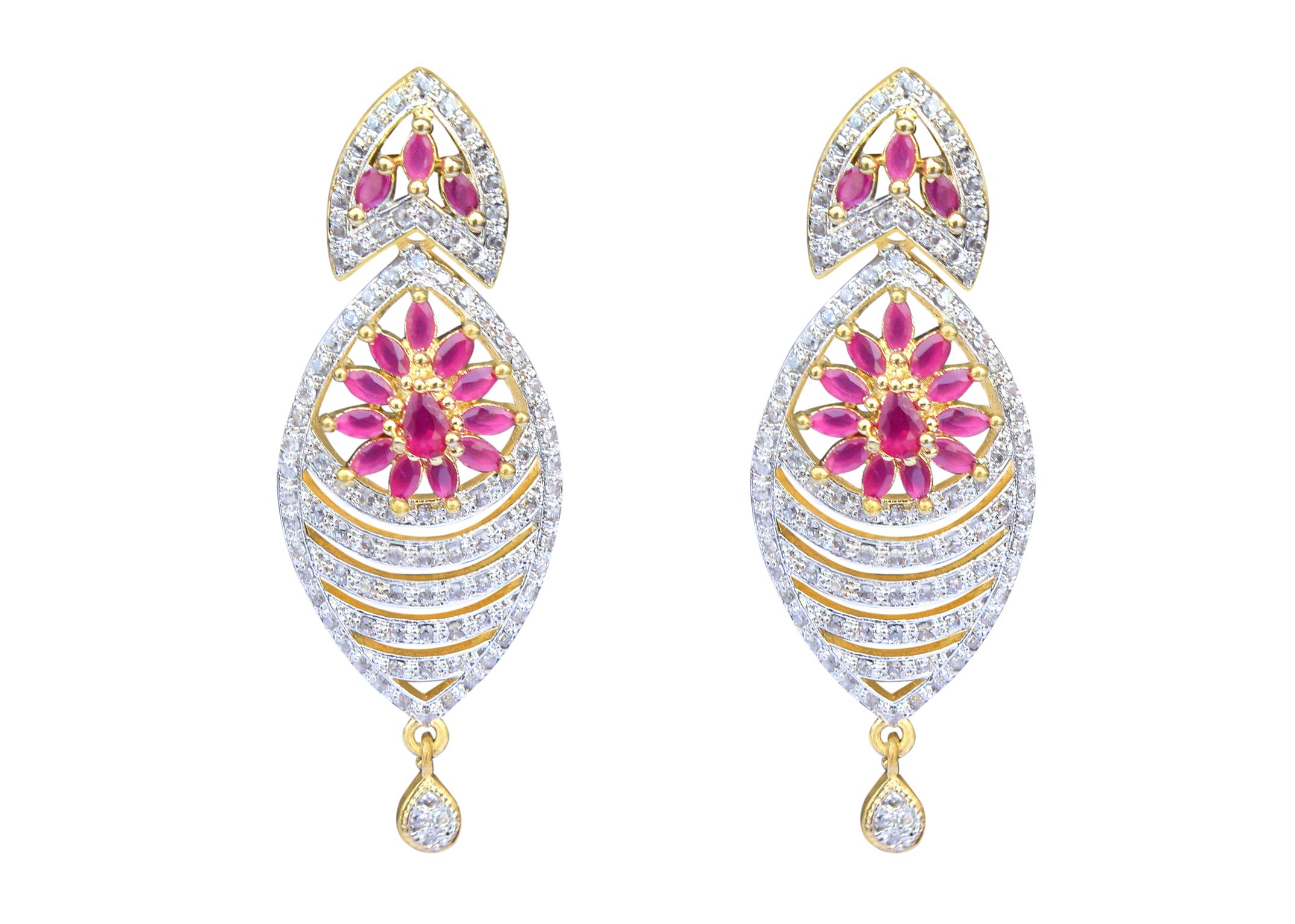 Sitashi AD American Diamond and Pearl Jhumki Ear Rings for Girls and Women