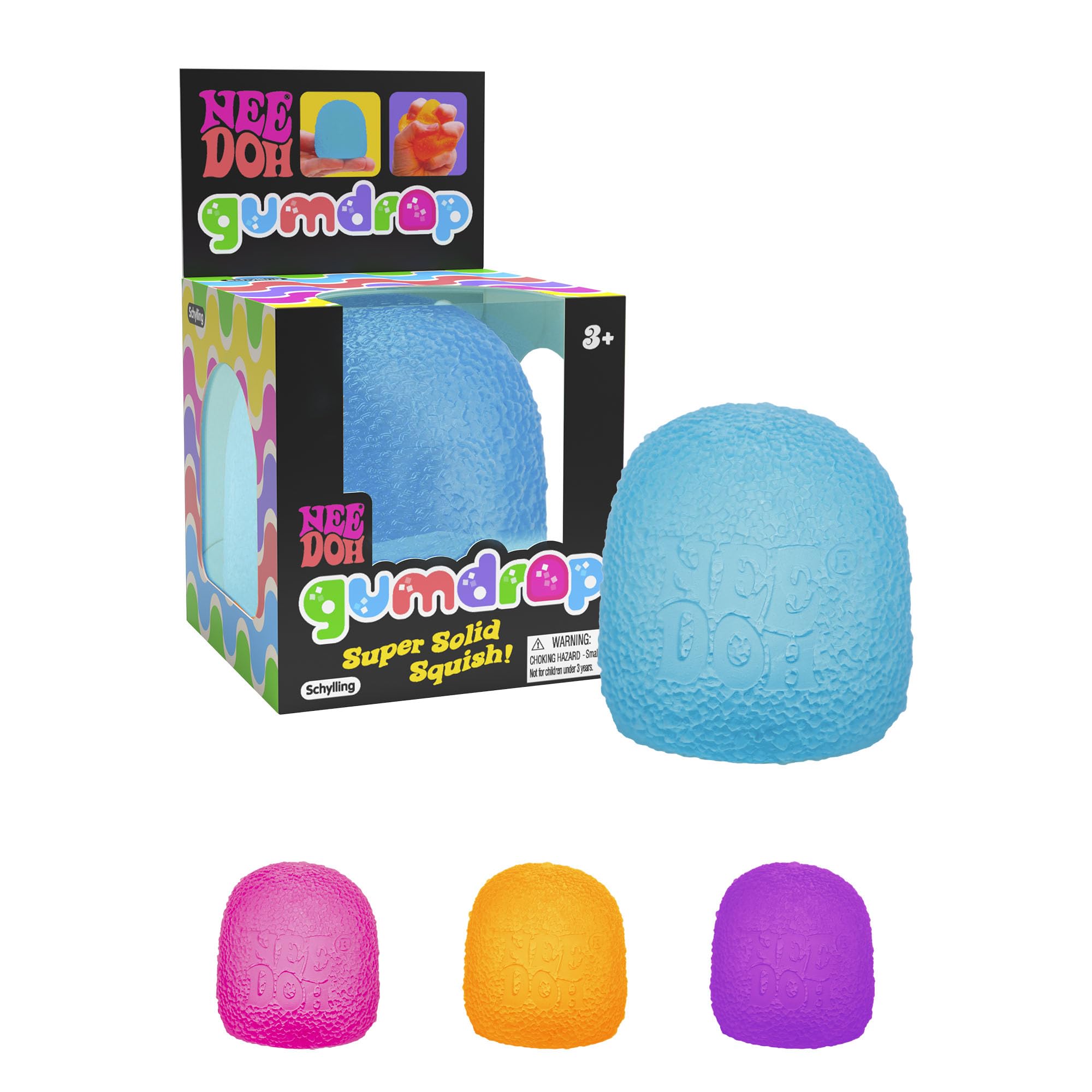 SchyllingNeeDoh Gumdrop Squishy Fidget Toy - Sweetie-Themed Nee Doh Stress Ball, Kids Sensory Toys for Anxiety Relief, Safe Non-Toxic Dough Material, 1 Colour Picked at Random