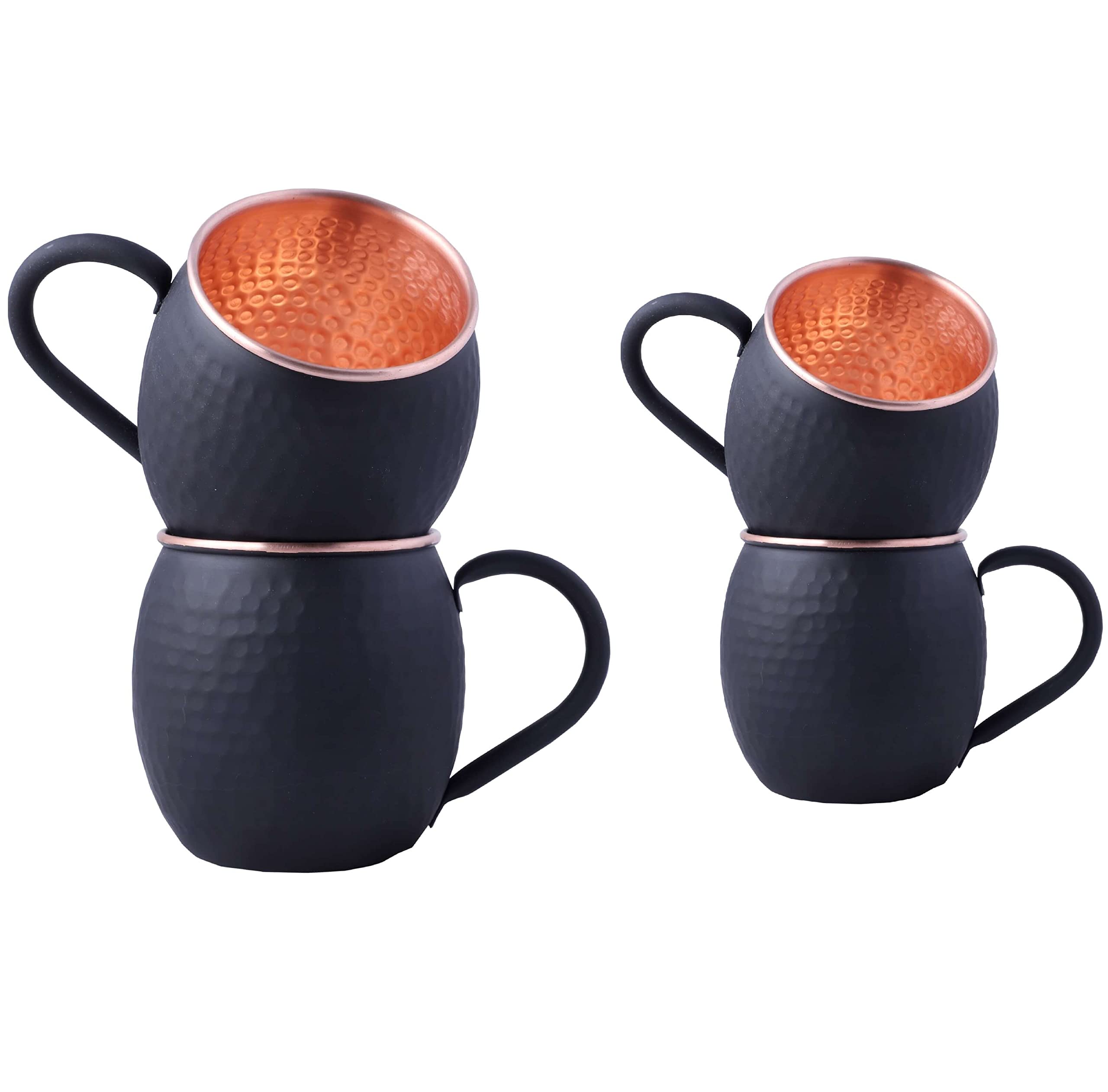 Black Matte Moscow Mule Copper Mugs, 20 Oz [Set of 2] + 16 Oz [Set of 2]