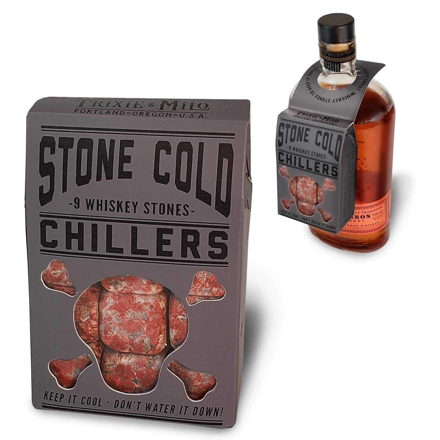 Whiskey Stones - Reusable Ice Cubes For Drinks - Big Ice Cubes For Whiskey - Whiskey Rocks Stones - Whisky Stones - Whiskey Stone - Whiskey Accessories - 9 Red Granite Stones - Trixie and Milo