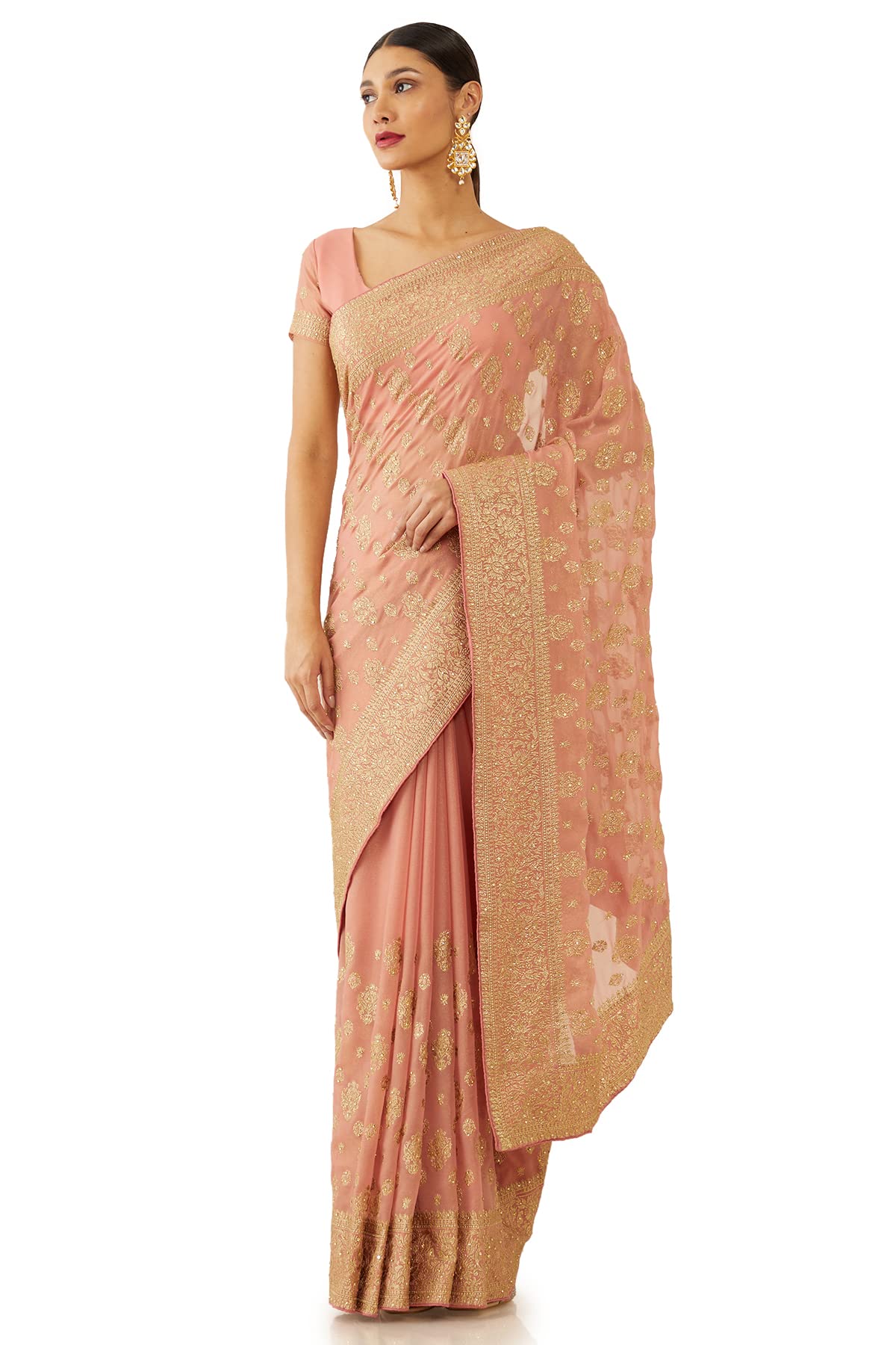 SochWomen Orange Floral Saree