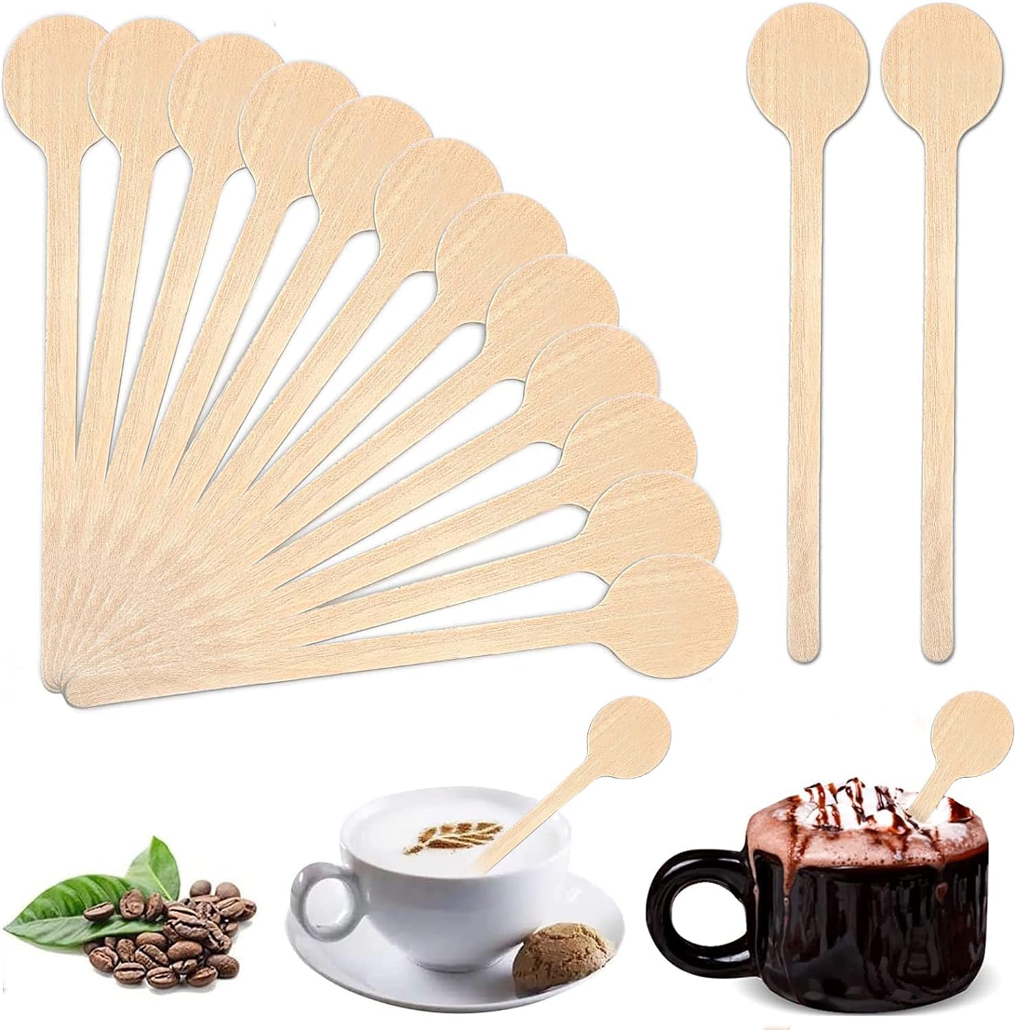 Wooden Coffee Stirrer, 100 Pcs Wood Coffee Stir Sticks, Wood Stirrers for Coffee, Milk, Tea, Cocktail, Hot Drinks