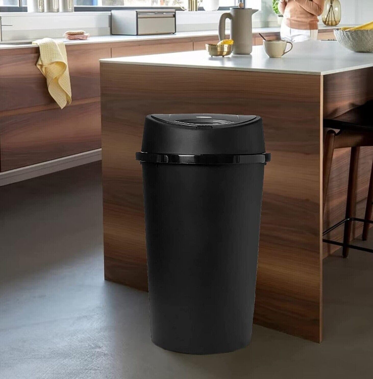 SR ENTERPRISES 60L ALL BLACK TOUCH TOP BIN/DUSTBIN/RUBBISH BIN/KITCHEN/HOME/PLASTIC