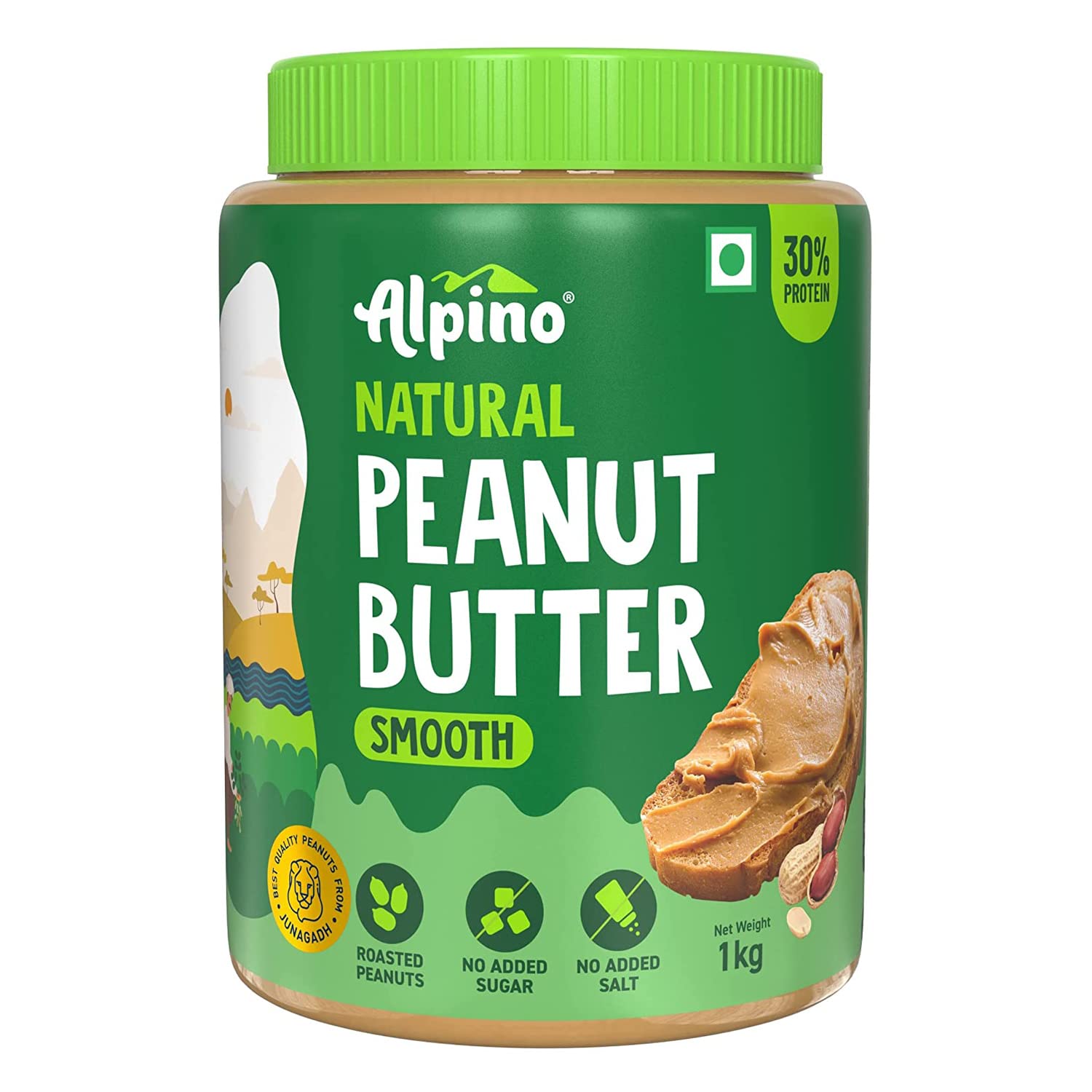 AlpinoNatural Peanut Butter Smooth (Unsweetened)-1KG Jar