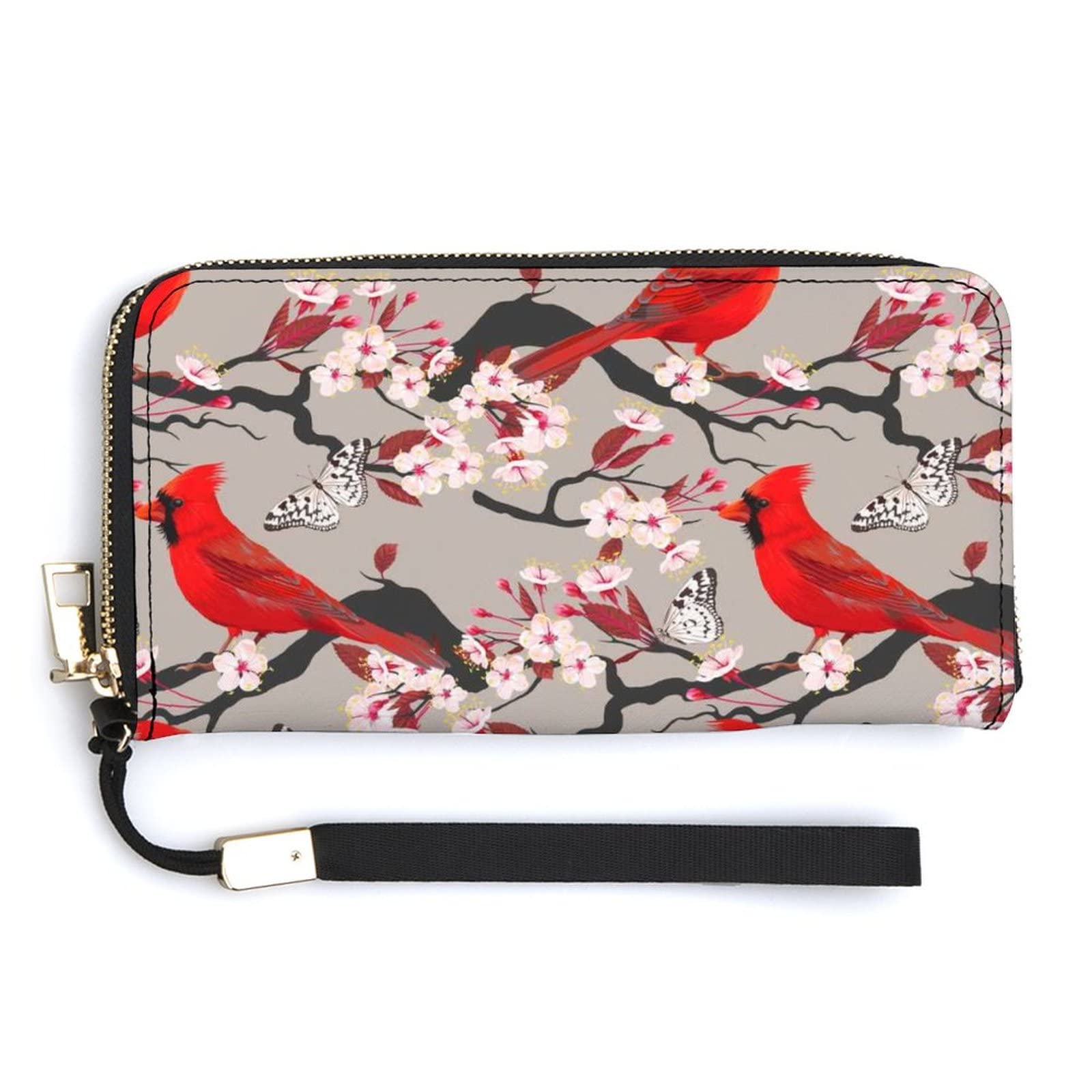 Donnapink Long Clutch Wallet, Long Handbag with Wristlet Strap, PU Leather Zip Purse