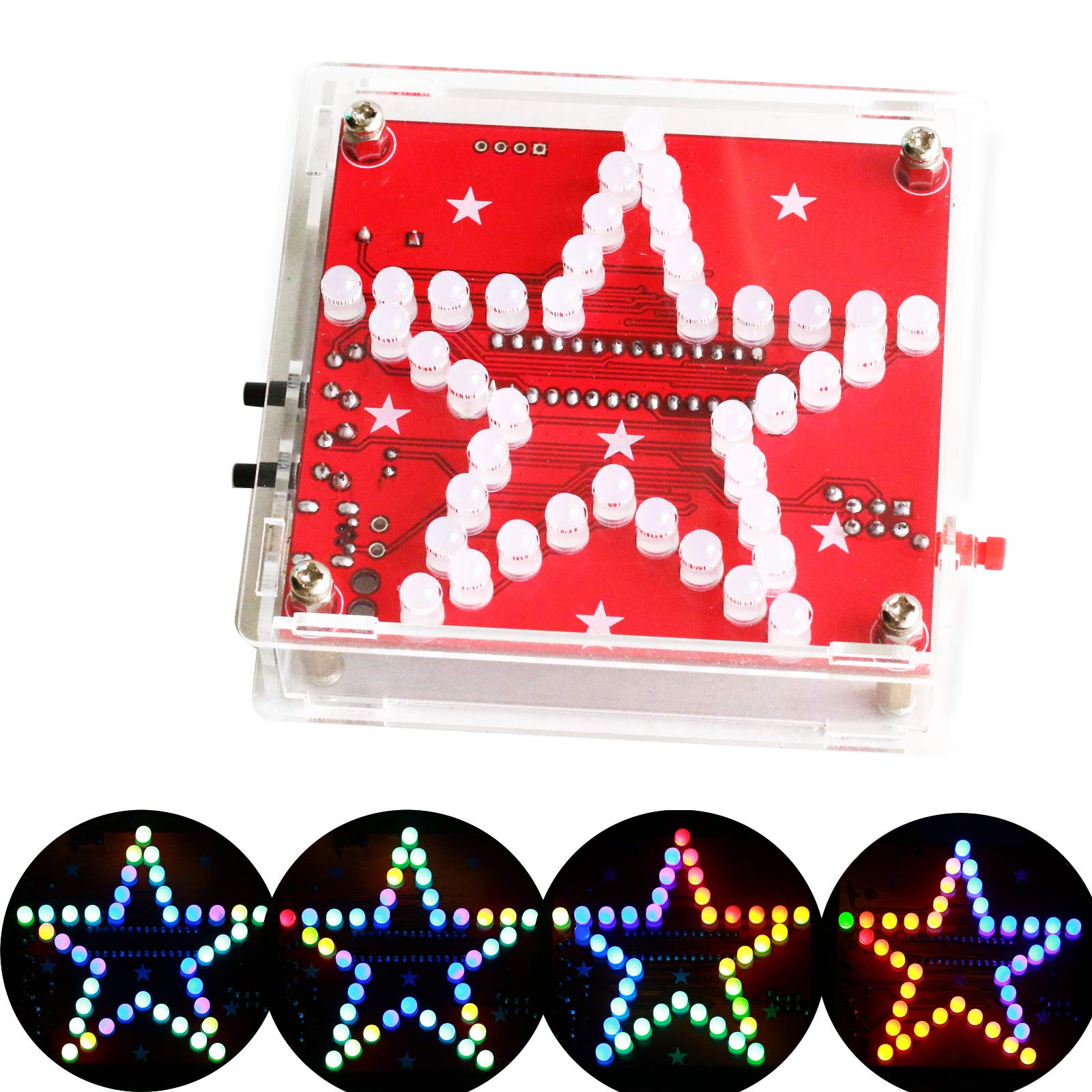 Star Shaped DIY Soldering Practice Kit, Electronic Kit with Colorful Flashing and Beep Music for STEM High School Family Education Friends by Etoput