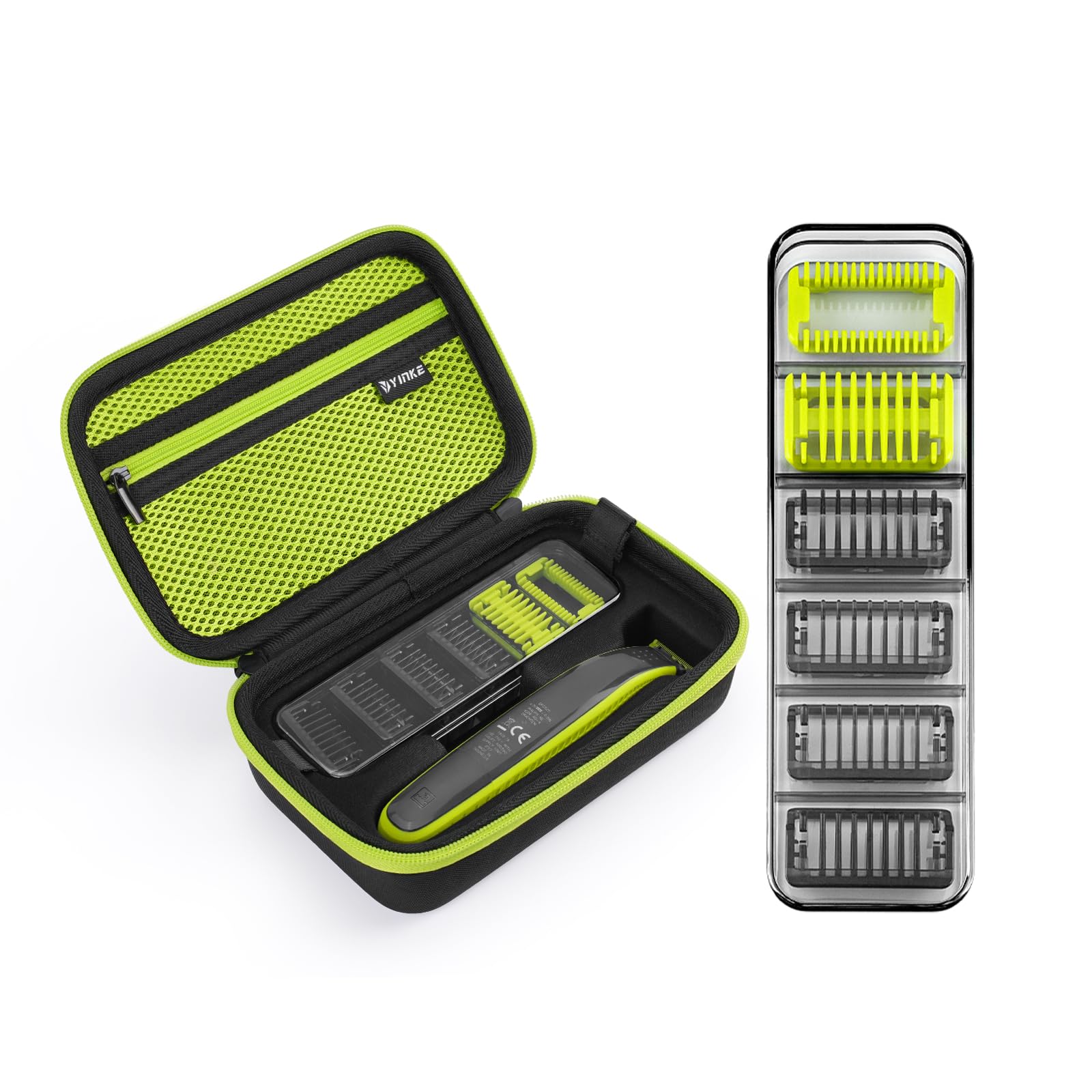 Yinke Case for One Blade with Guide Comb Attachment Set, 1/2/3/5mm, Body and Skin Protector Travel Storage Box, Face Electric Shaver QP2520 QP2530 QP2620 QP2630 (8 in 1)