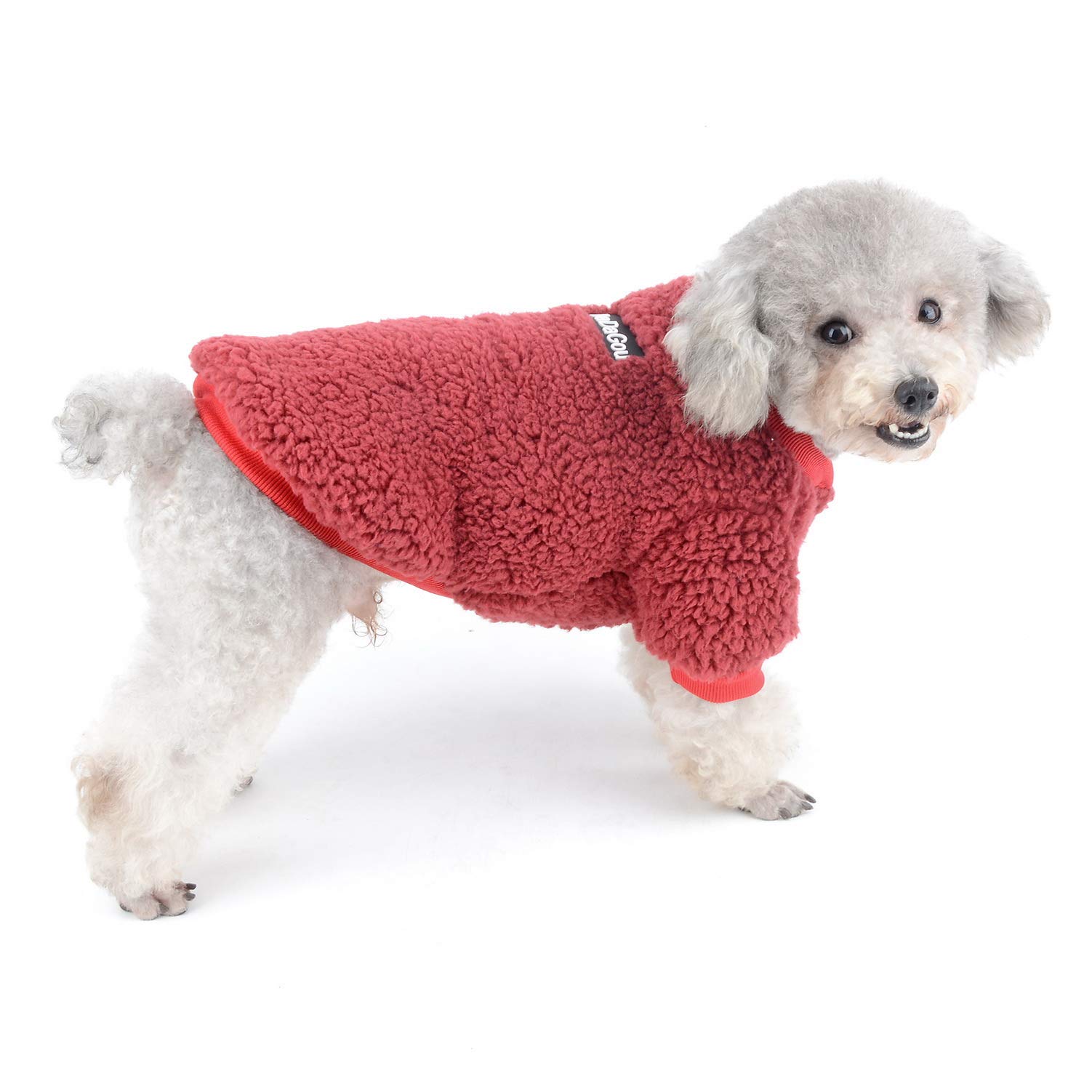 SELMAI Winter Coat for Small Dogs Puppy Soft Fleece Lined Jacket for Chihuahua Clothing for Cats Mini Dachshund 2 Legs Pets Warm Outfit Solid Color Windproof Cold Weather Outdoor Red L