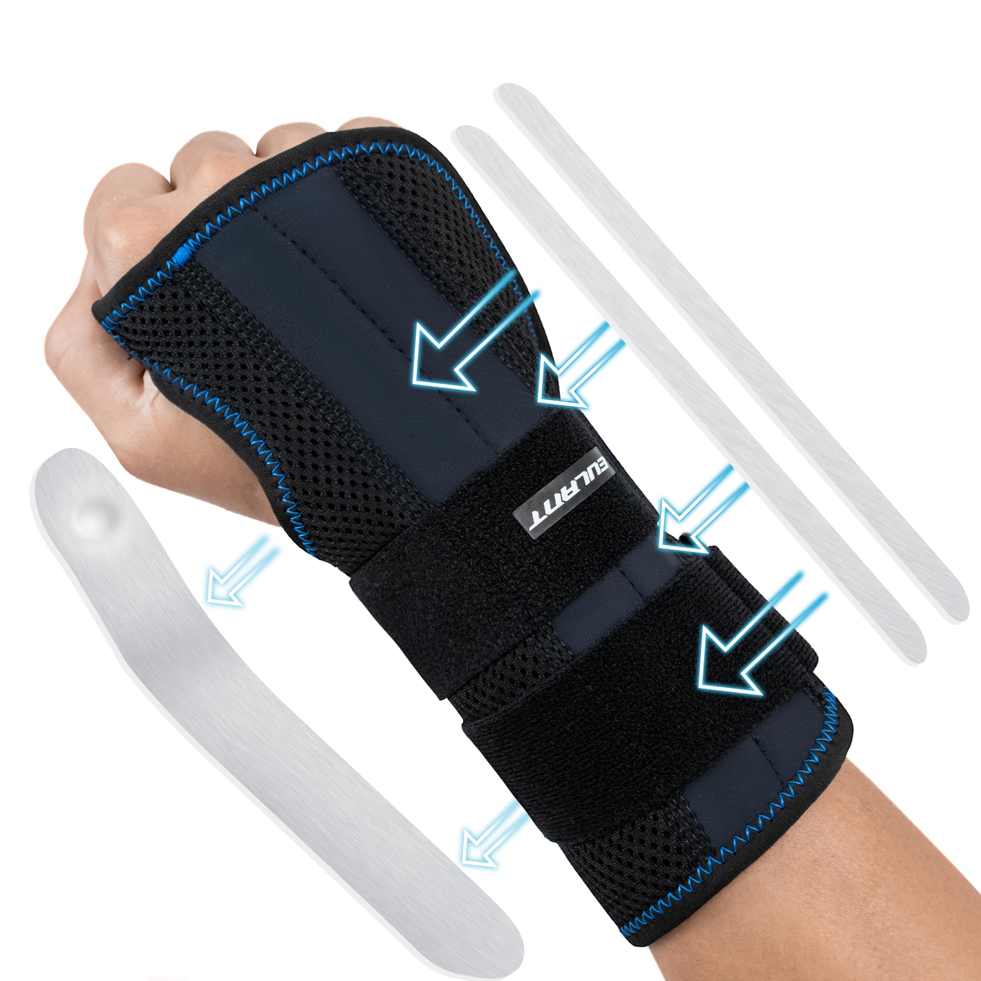 EULANT Wrist Splint for Carpal Tunnel,Hand Splint Brace for Arthritis,Wrist Night Support for tendinitis,Adjustable Wrist Support with 3 Stays for Right and Left Hand