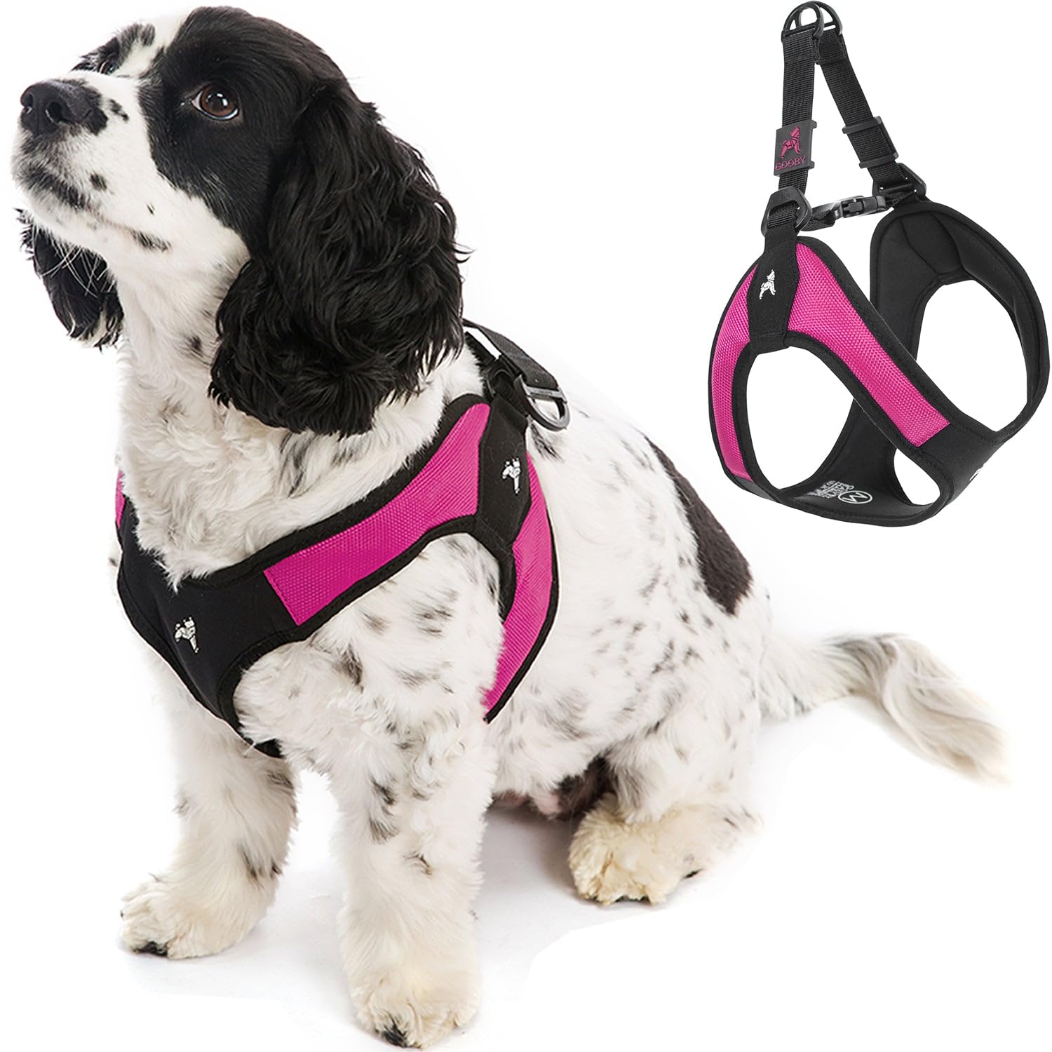 Gooby Hot Pink Small Dog Harness, Easy Fit No Pull with Quick Release Buckle, Machine Washable, Escape Free, Sporty Style