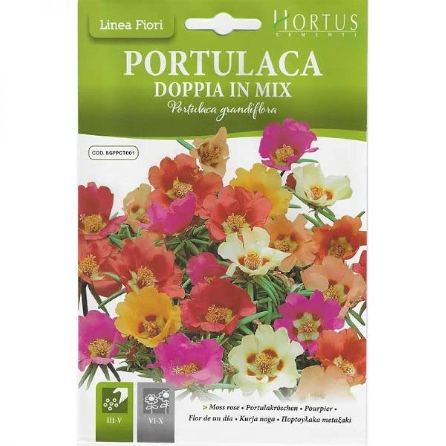 Moss Rose Mix 'Portulaca Doppia In Mix' Seeds by Hortus"Garden Care"