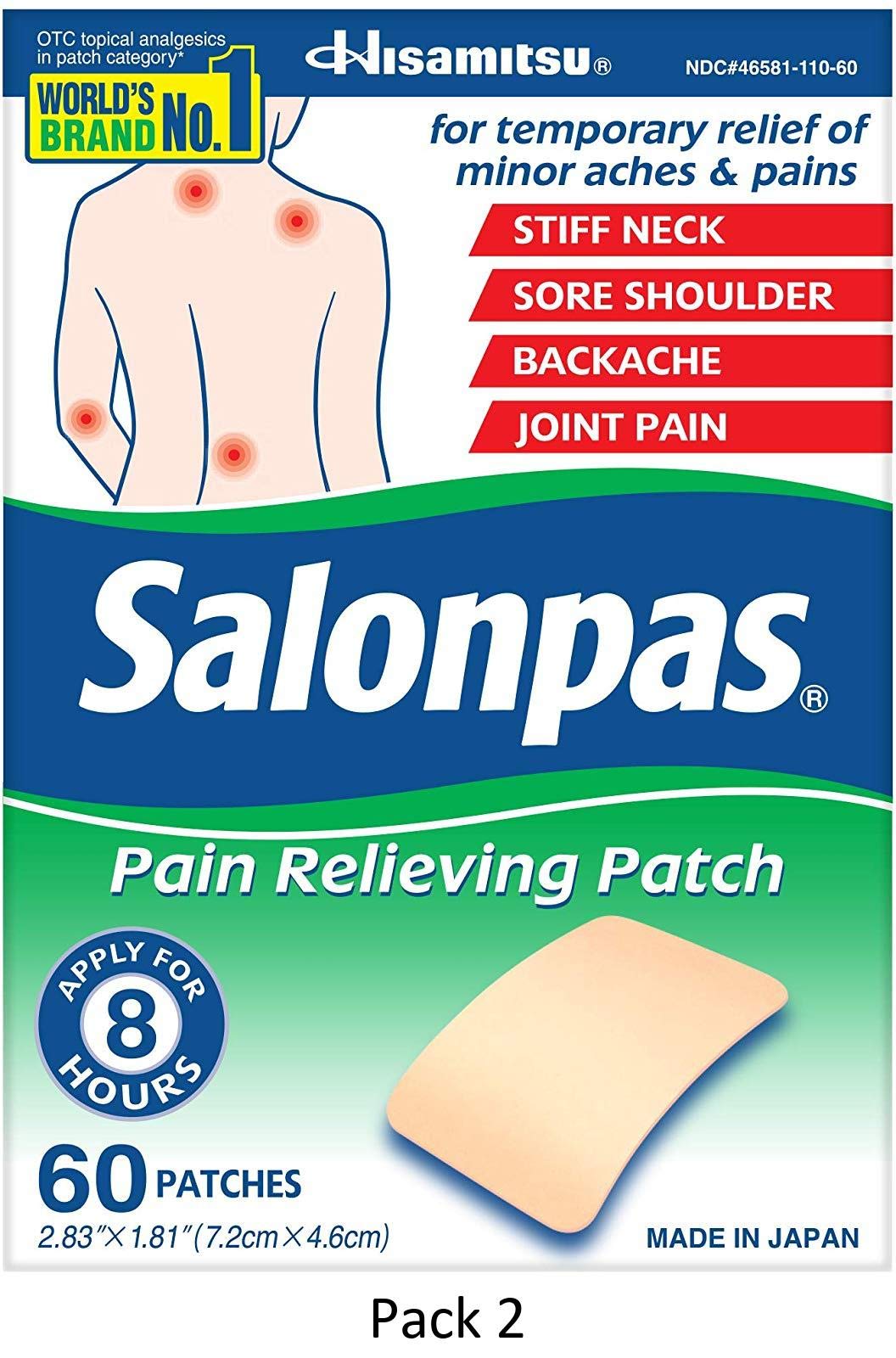 Salonpas Pain Relieving Patch - 60 Patches (Pack of 2)