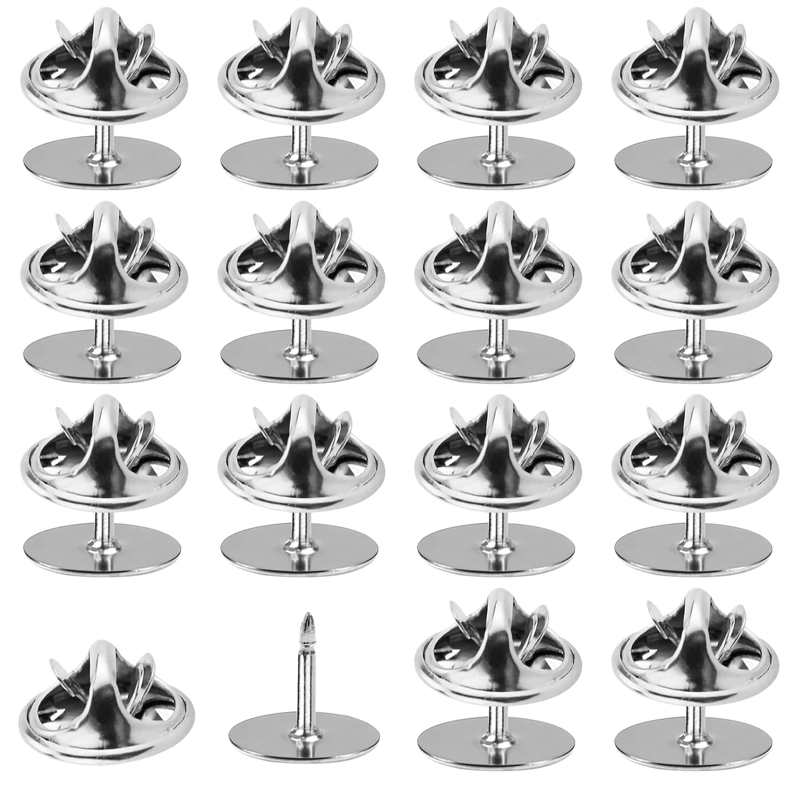 CoufceCoufce 50 Pairs Pin Backs Replacement，Silver Butterfly Tie Tacks, Perfect Blank Pin Keepers for Craft Making Jewelry Making