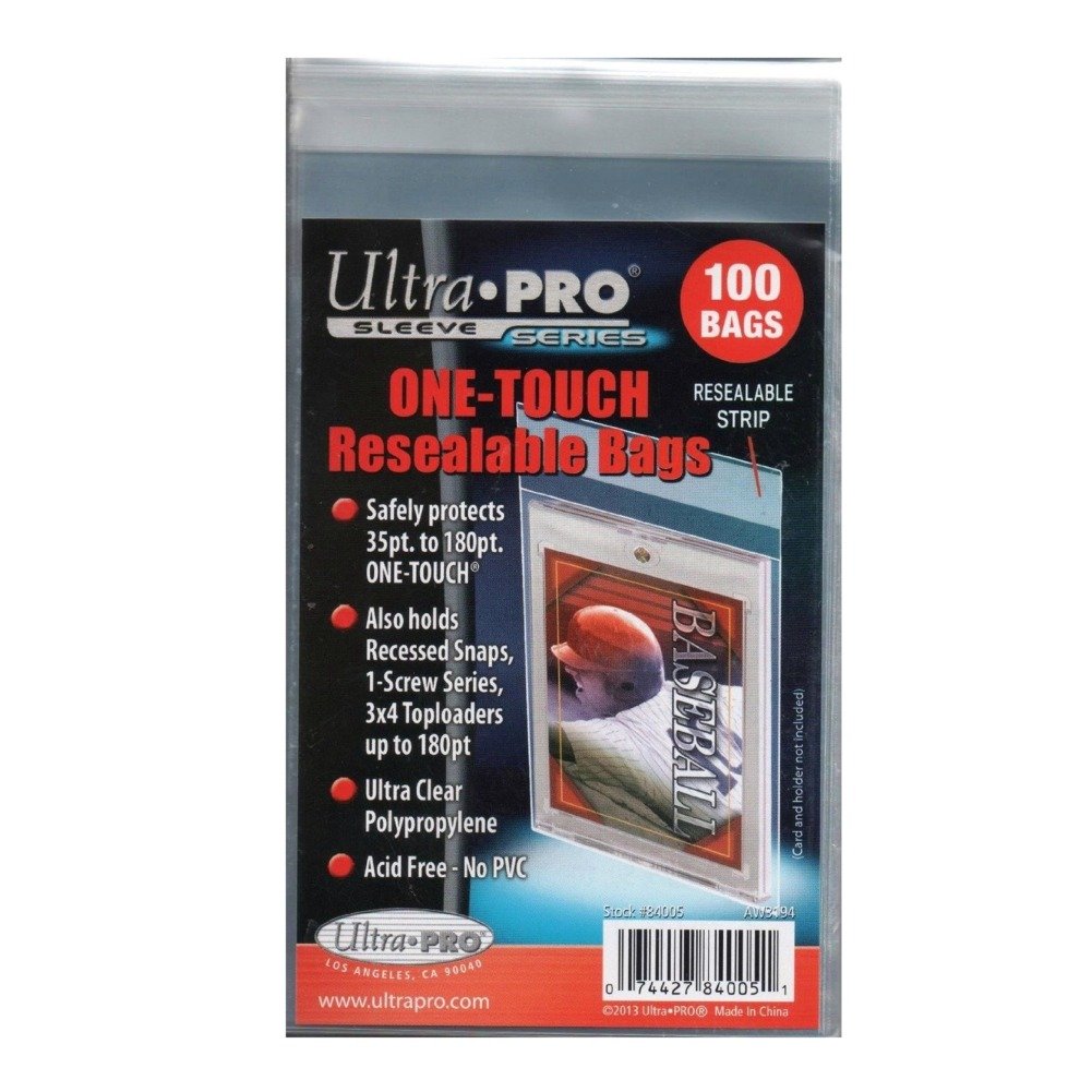 Pack of 100 Ultra Pro One Touch Resealable Poly Bags Sleeves for Card Holder