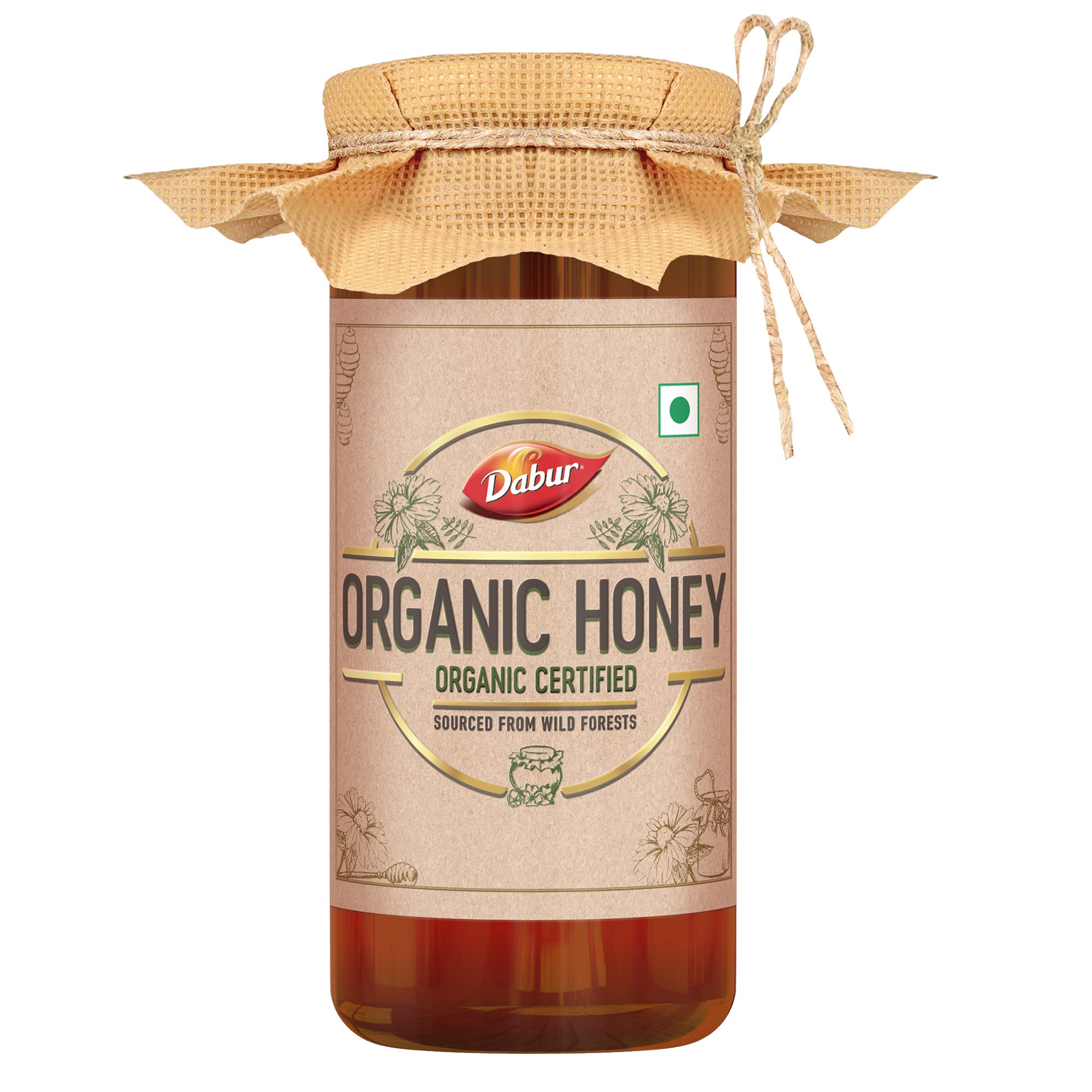 Dabur Raw Organic Honey 500g | 100% Pure and Natural | NPOP Organic Certified | Raw , Unprocessed , Unpasteurized Honey | No Sugar Adulteration