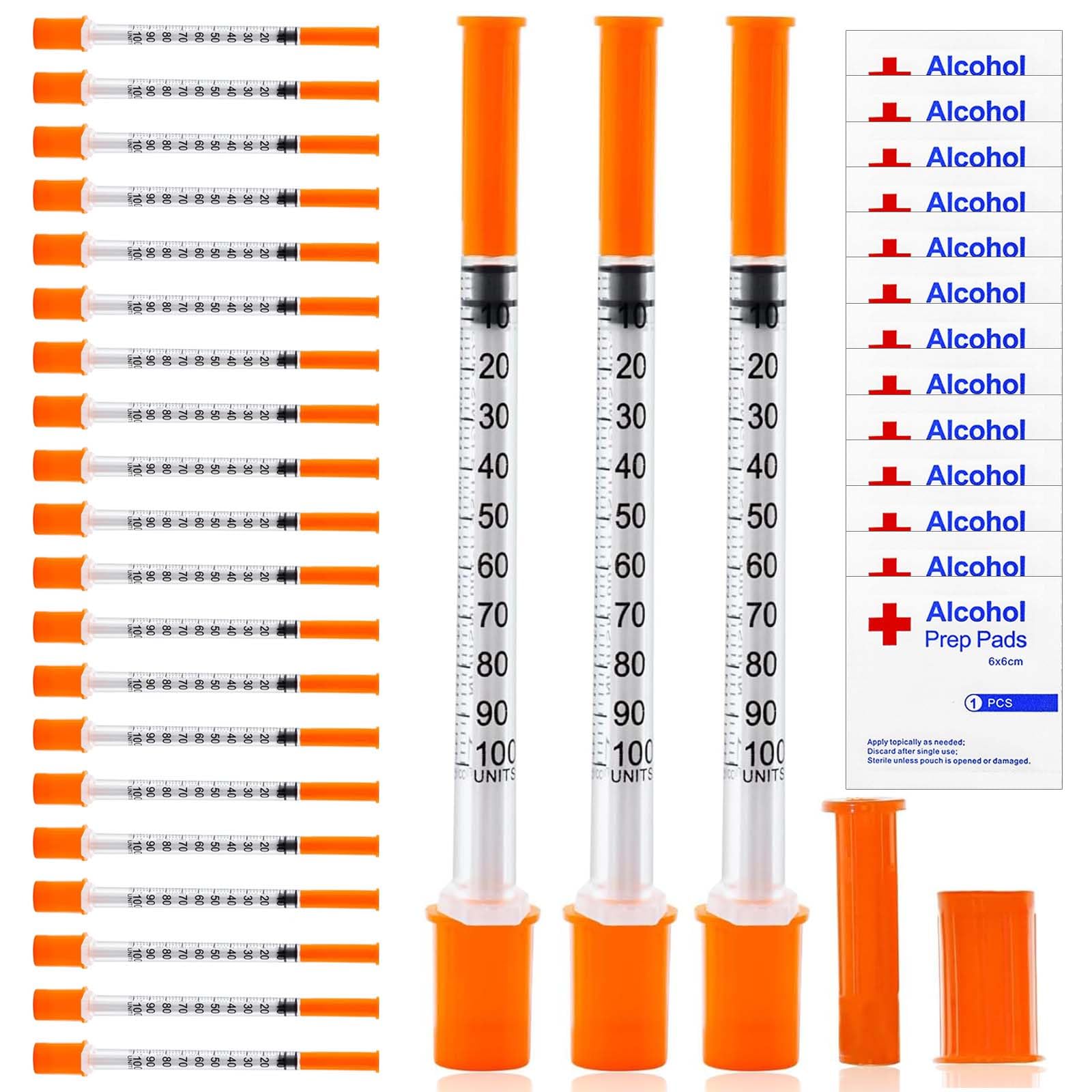 24 Pieces, 1ml Precision Dispensing Tool with Cap and Alcohol Pad, 0.3/30G (8mm Long) for Laboratory Use, Individually Sealed Packaging