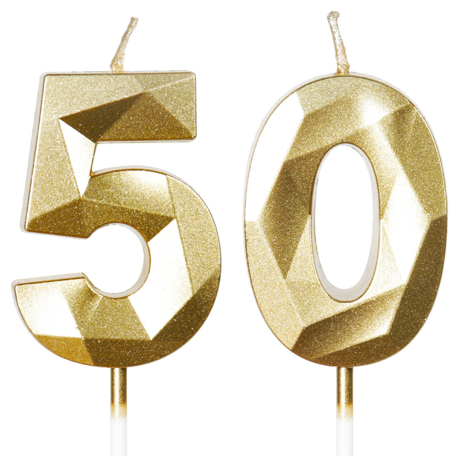 50th Birthday Candles, Number 50 Candle, Gold Candles, Birthday Candle for Cake, Happy Birthday Candle, Cake Candles Cake Topper Decorations for Birthday Party Wedding Anniversary Celebration Supplies