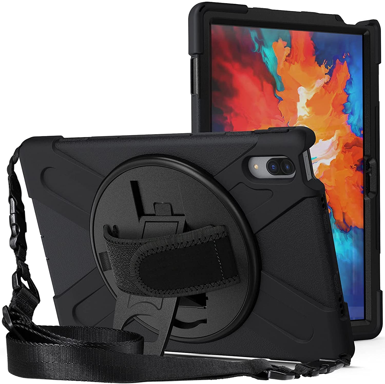 MKL Case Compatible with Lenovo Tab P11 Pro 11.5-inch (Model: TB-J706F), Drop-Proof, Dust-Proof, Shock-Proof,360 Degree Rotating Multi-Function Grip Bracket (Black)