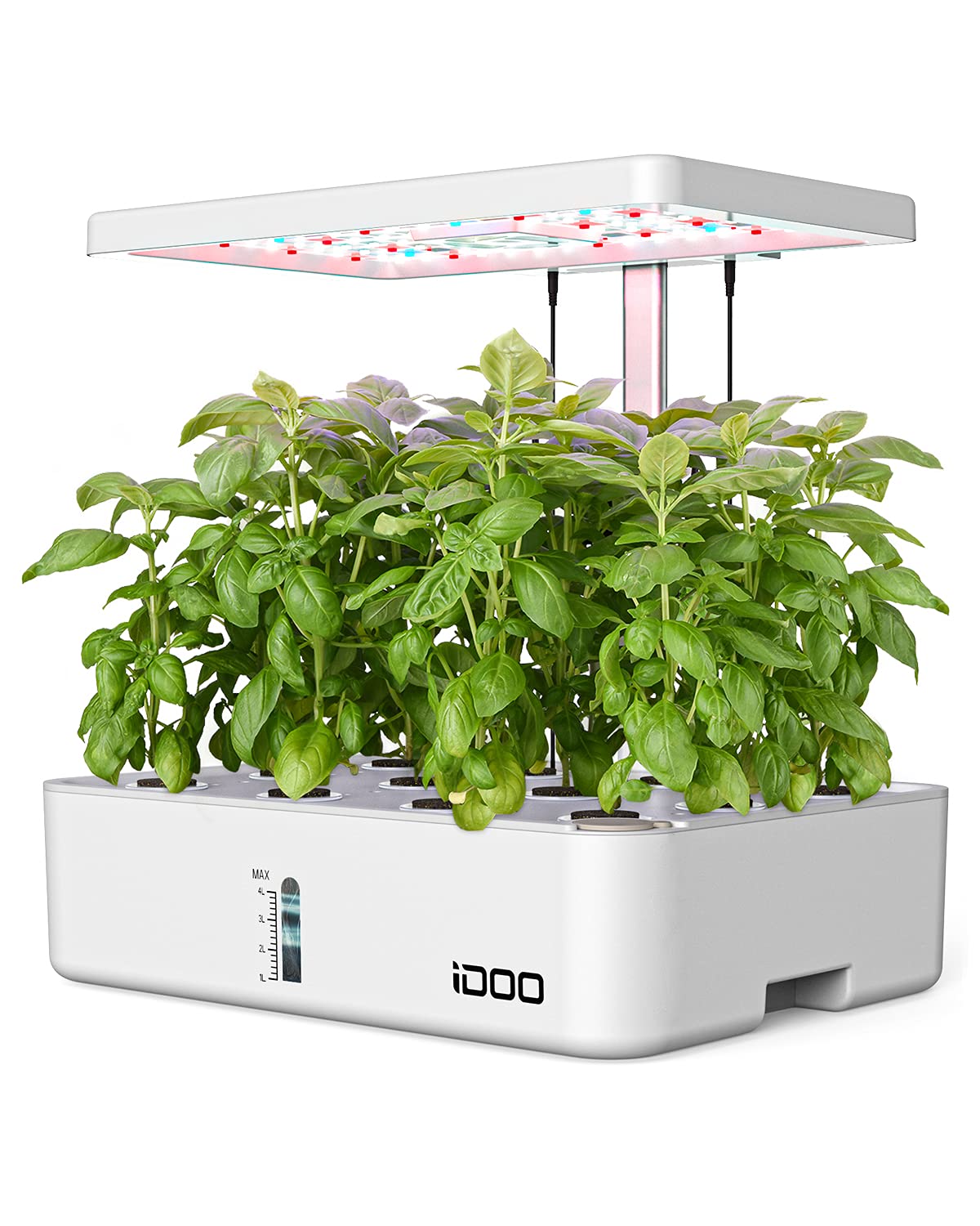 iDOO12 Pods Hydroponics Growing System, Indoor Herb Garden with 23W LED Grow Light, Automatic Timer, Germination Kit with Fan, Height Adjustable for Home Kitchen, White