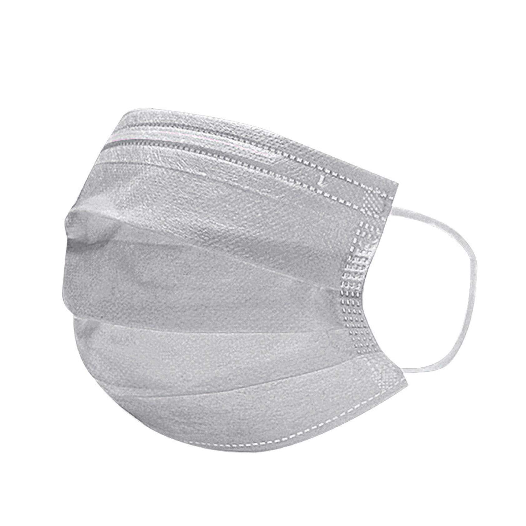 LQQ3 Layer Adults Disposable Face Masks (Gray) - 50 Pieces