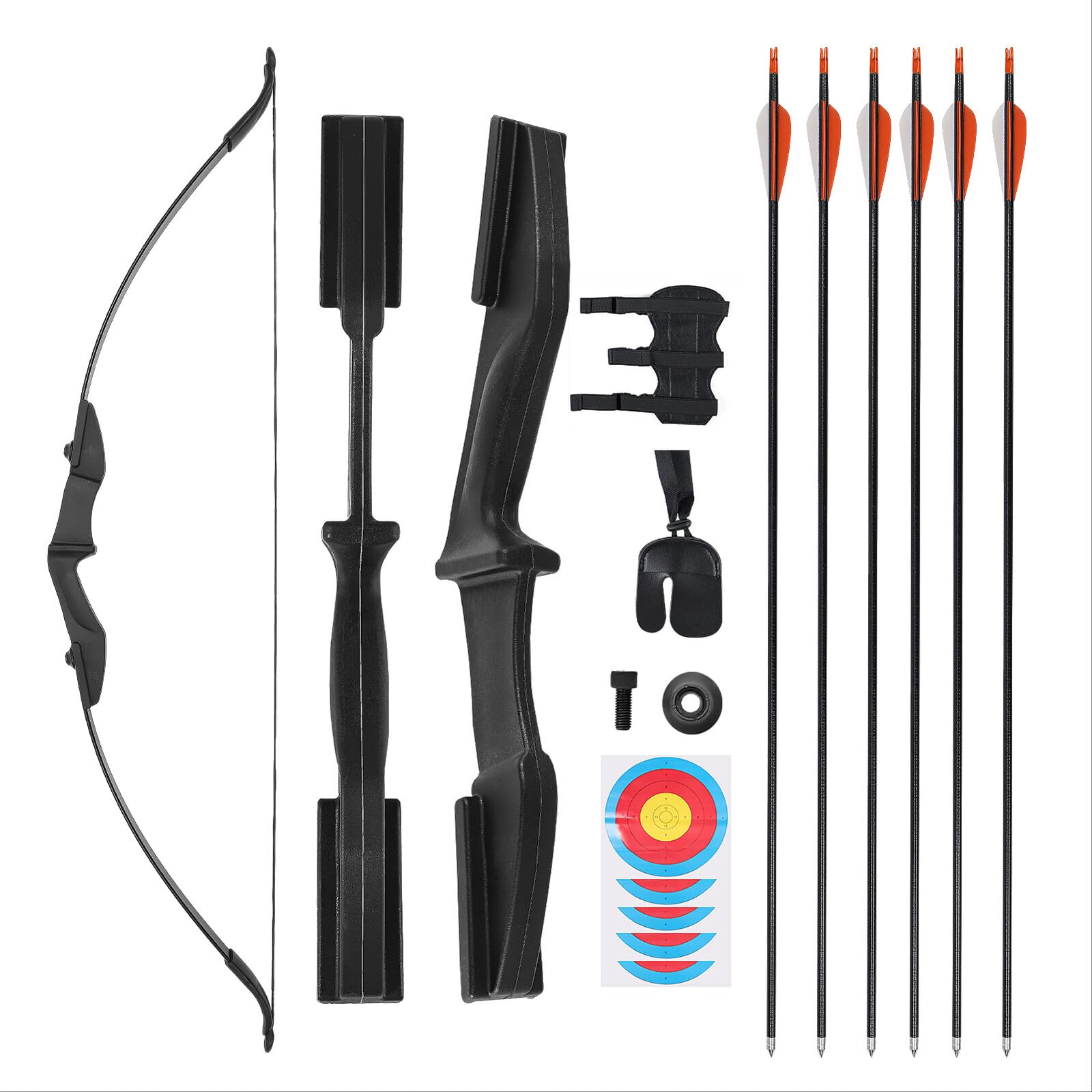 SupernicArchery 40LBS Recurve Bows Archery Set Survival Longbow for Recurve Bow Target Practice Outdoor Hunting Archery Carbon Arrows and Armguard and Finger Tab