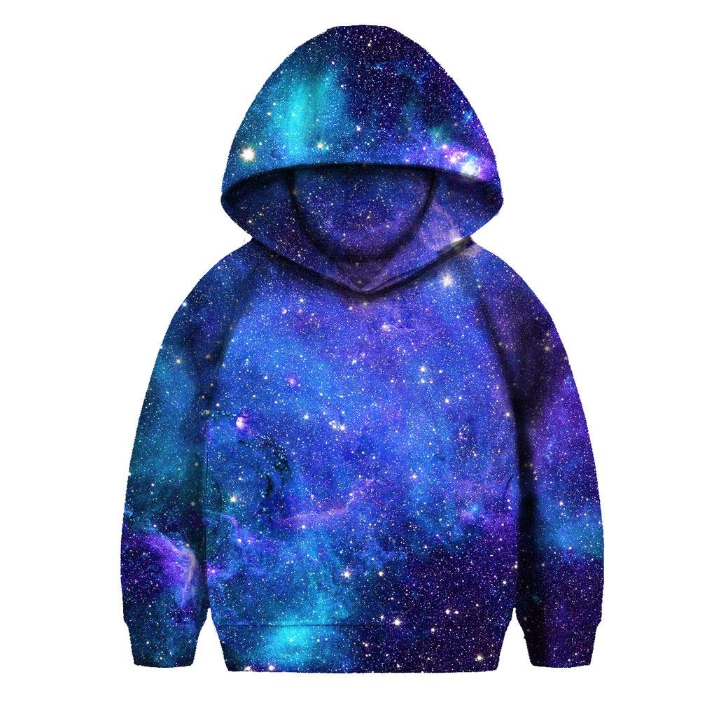 Boys Girls Kids Galaxy Fleece Universe Sweatshirts Pullover Hoodies