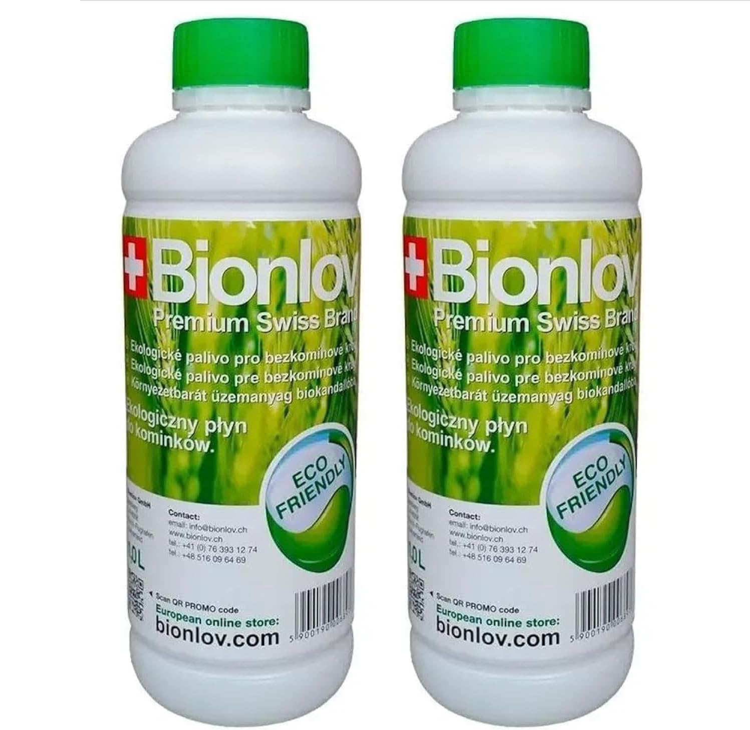 BIONLOV Premium Swiss Brand Ethanol Fuel for Bio Fireplaces, 2 x 1L Bottles