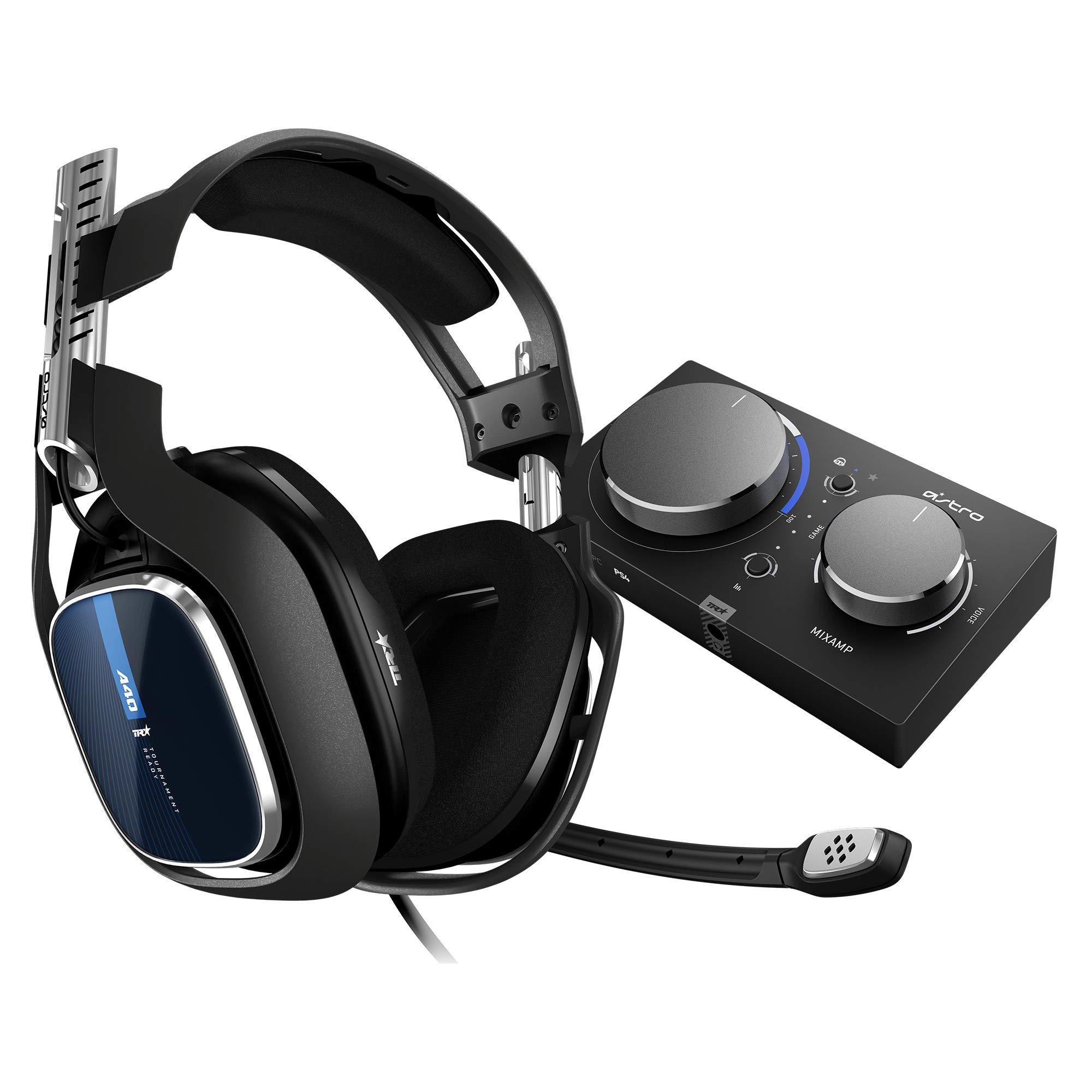 ASTRO Gaming A40 TR Wired Gaming Headset + MixAmp Pro TR, Astro Audio V2, Dolby Audio, Swappable Mic, Game/Voice Balance Control, for PS5, PS4, PC, Mac - Black/Blue