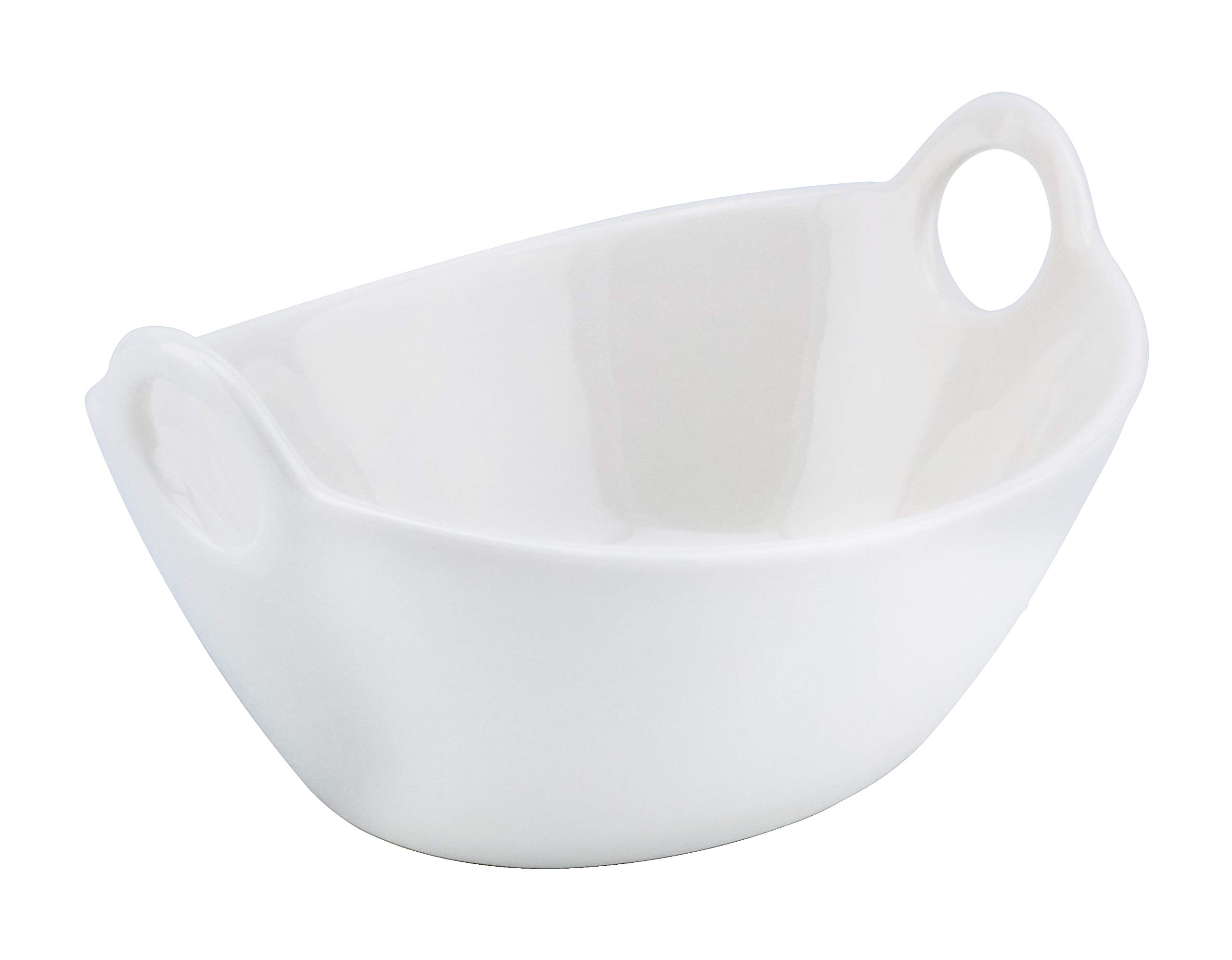 Shallow Bone China Porcelain Ceramic Serving Bowl - 12x10x4.7cm, White