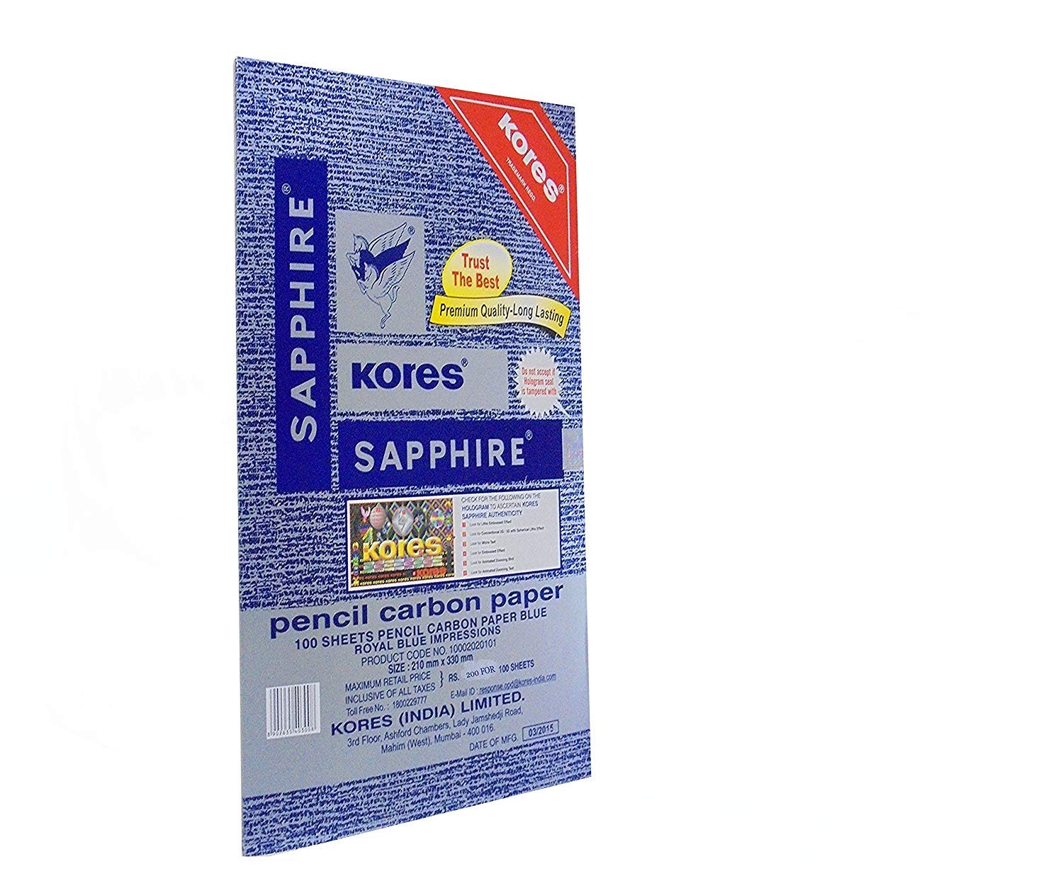 Kores Pen/Pencil Carbon Paper,Sapphire Blue - Pack of 100 Sheets Premium Quality