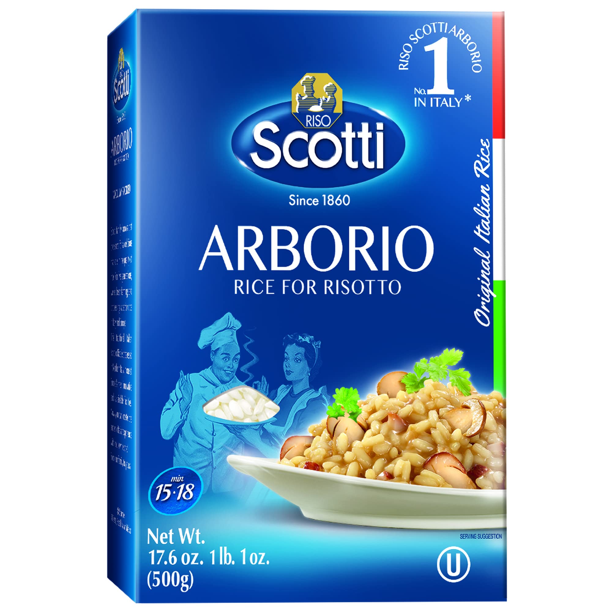 Arborio Risotto Rice, 1.1 lbs (500g), Superfino, Product of Italy, Chef Selected, Gluten Free, Non-GMO, Vacuumed packed, Riso Scotti