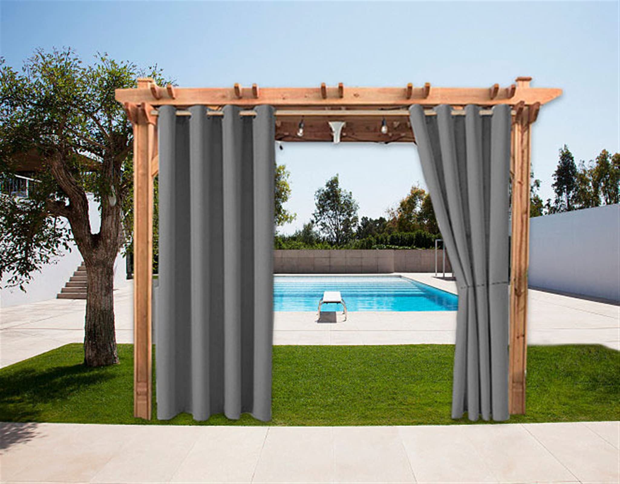 SK Studio 1 Piece Outdoor Waterproof Curtains, Fade Resistant Blackout Curtain with Eyelets for Front Porch, Pergola, Shed, Gazebo, Dark Grey, 100 x 84 inches (W x L)