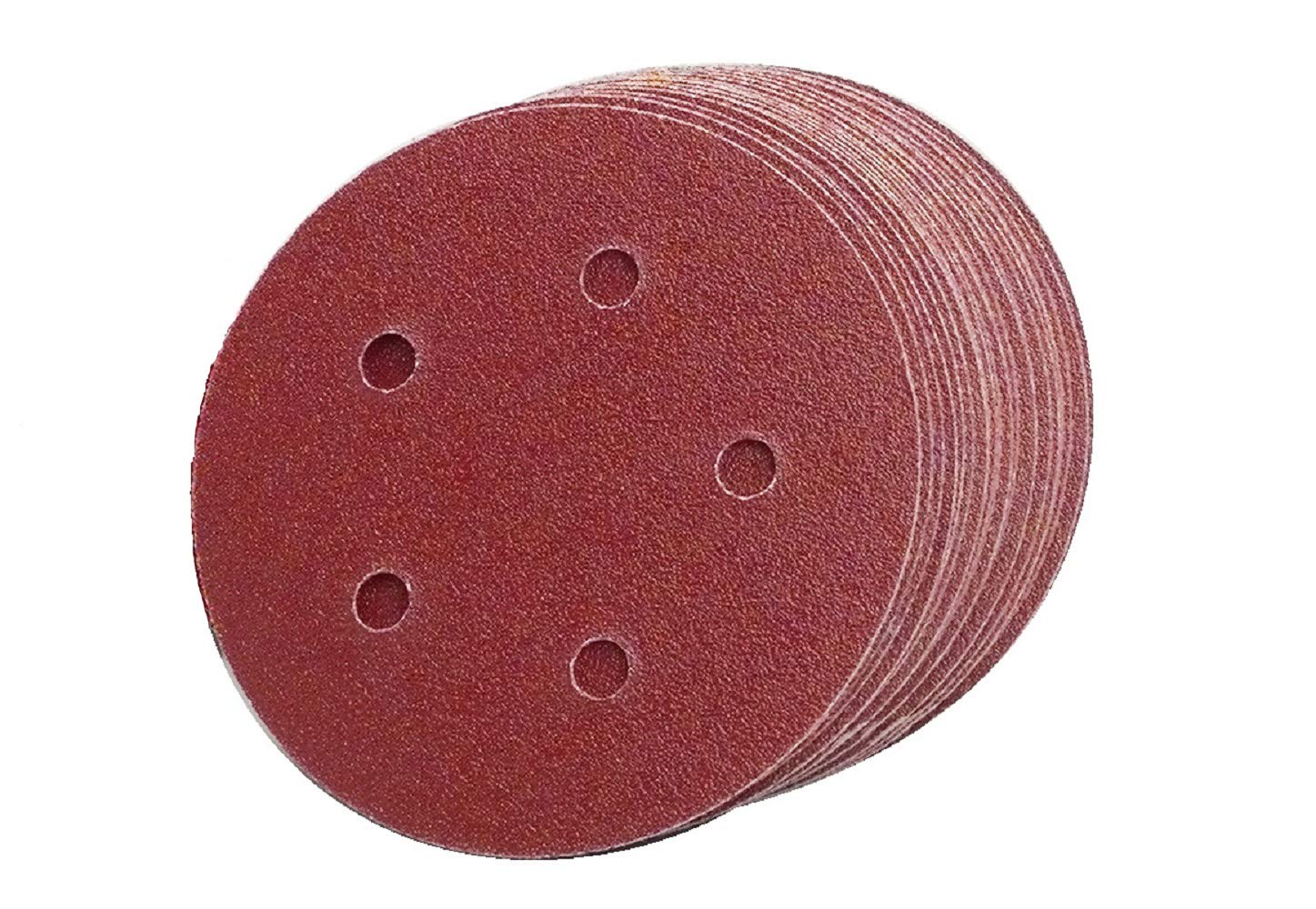 Sungold Abrasives 36468 5 In. 5-Hole 120-Grit Premium Heavy F-Weight Aluminum Oxide Hook & Loop Sanding Discs (50per Box)