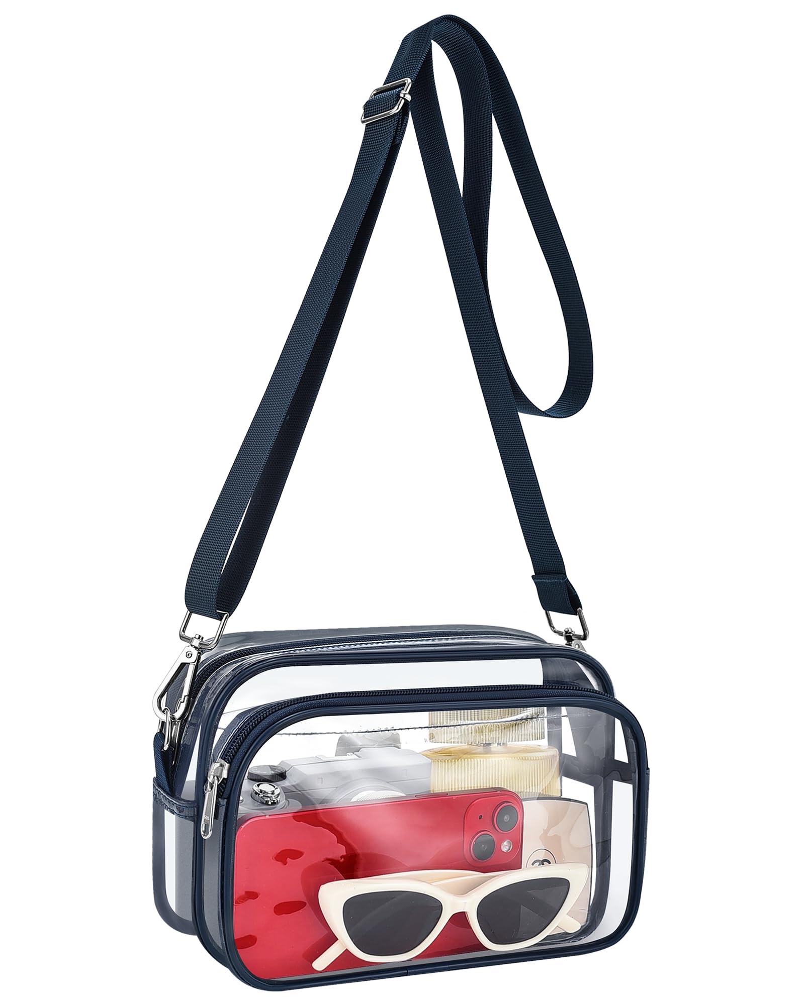 Clear Bag for Stadium Events, Clear Purse Stadium Approved with Front Pocket, Clear Messenger Bag for Sport, Concert